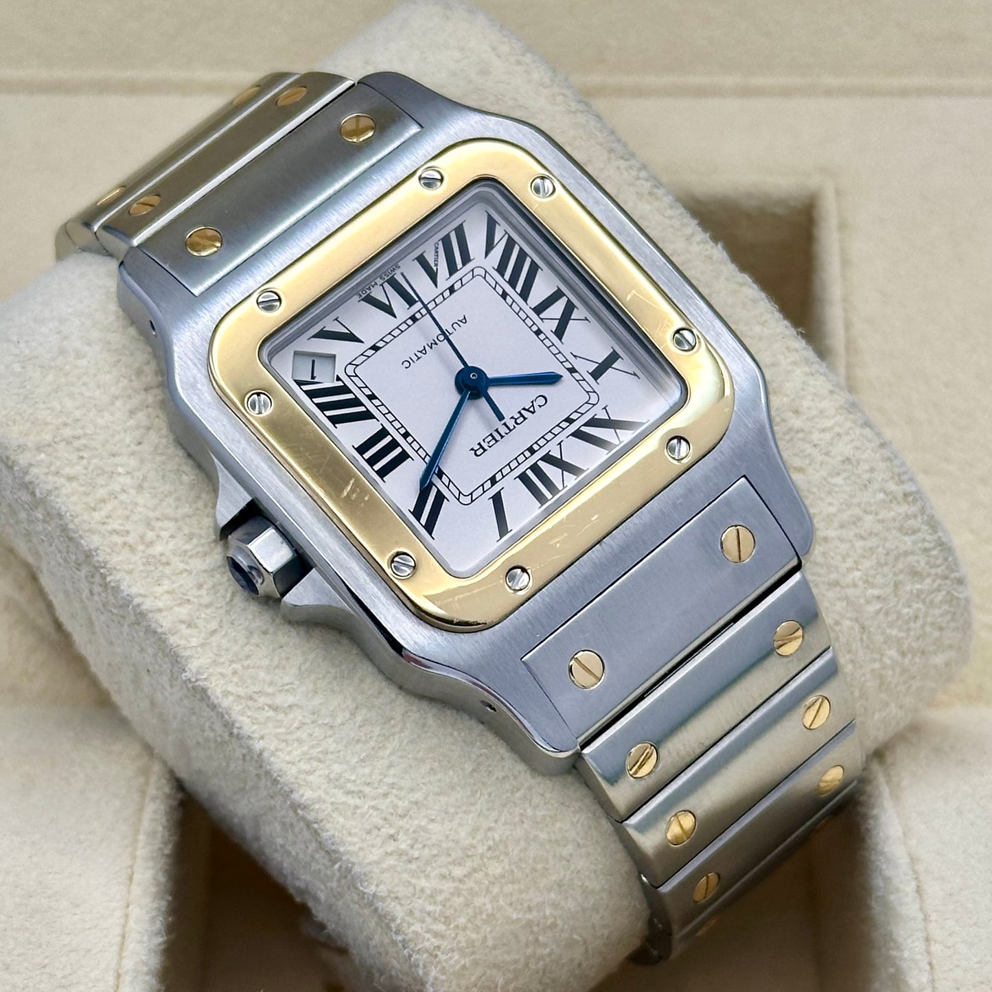 Santos Galbée Automatic XL White Romans 18K Yellow Gold Ref 2823 2008