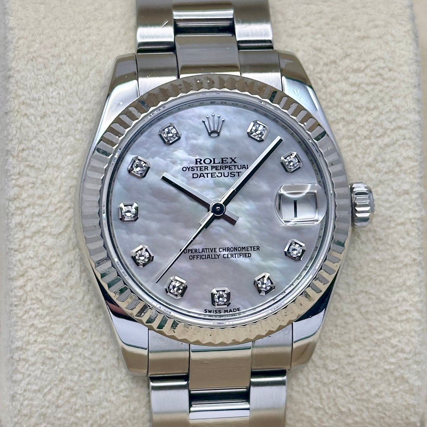 Datejust 31 Mother Of Pearl Diamond Dial 18K White Gold Ref 178274 2007