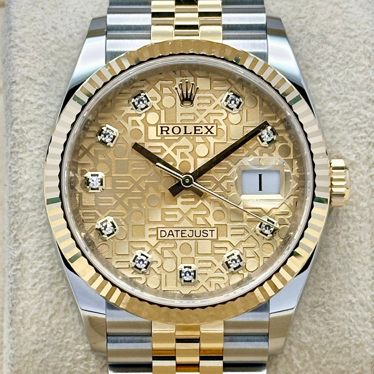 Datejust 36 Champagne Anniversary Diamond Dial 18K Yellow Gold Ref 126233 2021