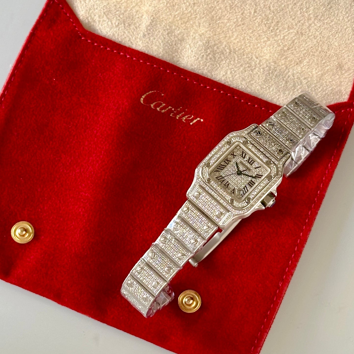 Santos Galbée Small Custom Diamond Set Ref 2423