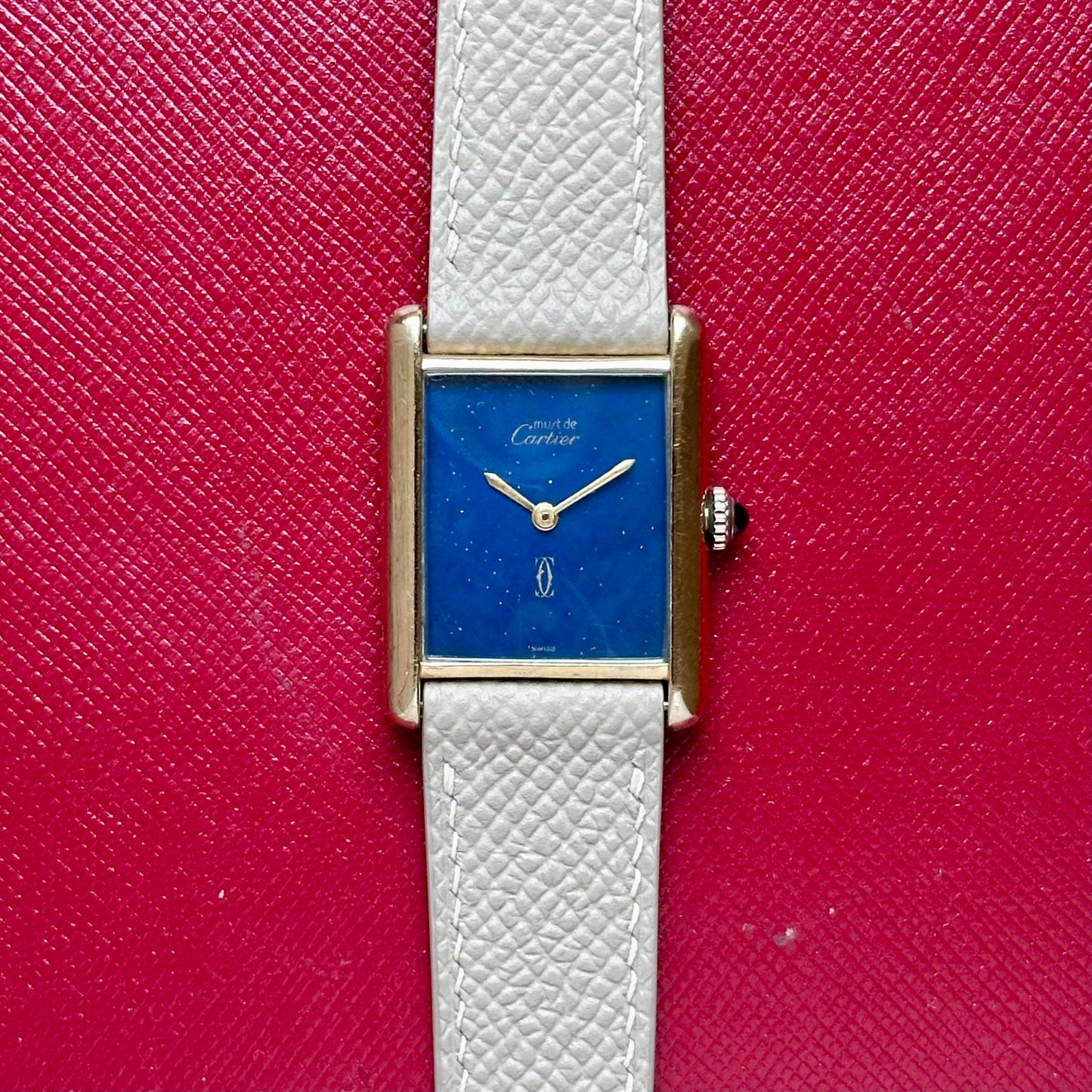 Tank Must De Cartier Large Lapis Blue Dial Manual Winding