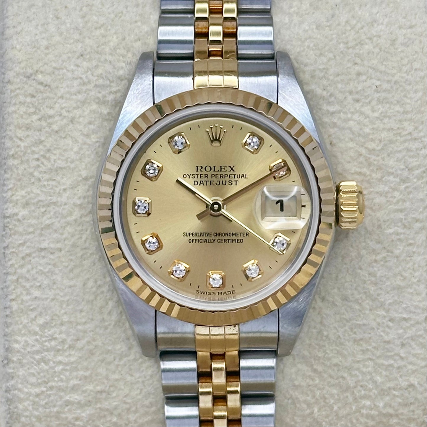Lady-Datejust 26 18K Yellow Gold Champagne Big Diamond Ref 79173 2000