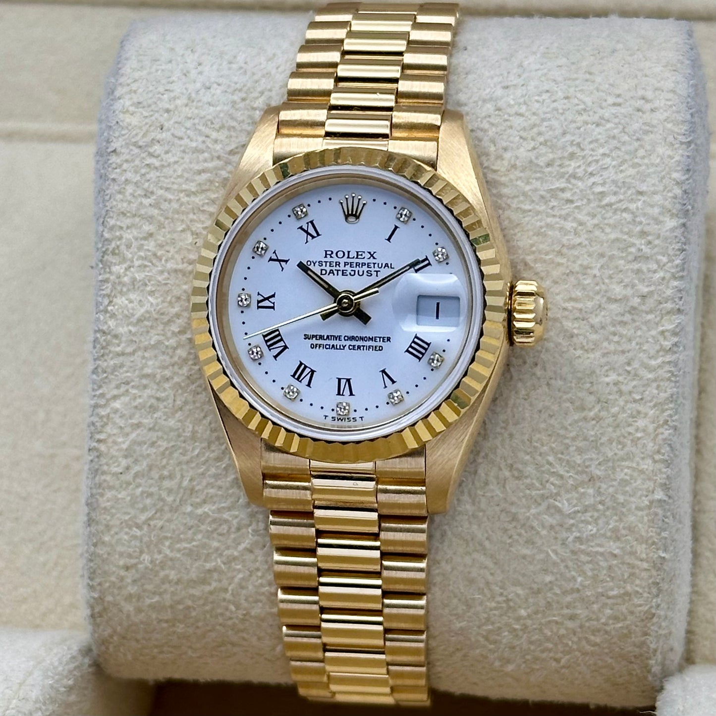 (ON HOLD) Lady-Datejust 26 White Diamond 18K Yellow Gold President Ref 69178