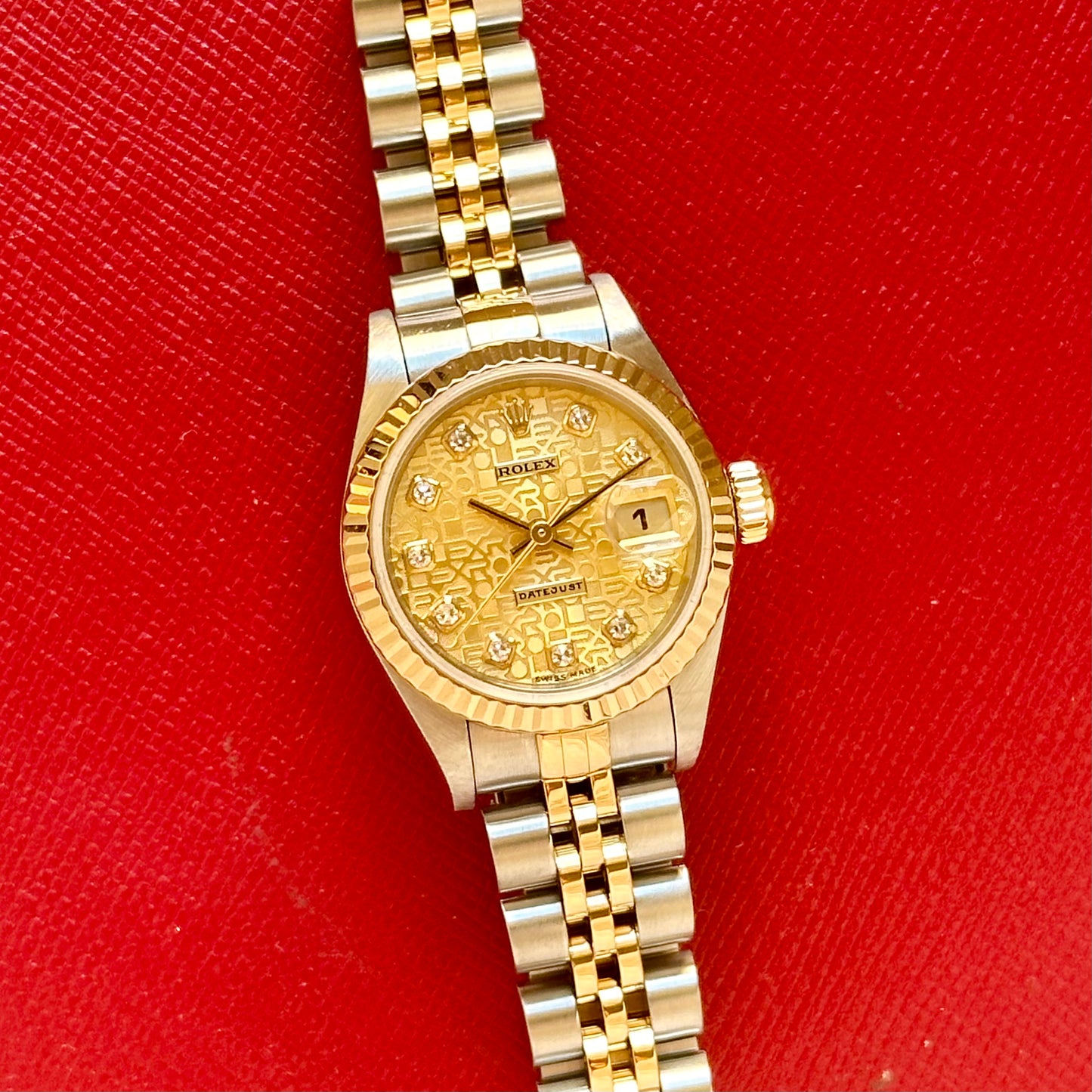 Lady-Datejust 26 Champagne Anniversary Big Diamond Ref 69173 1995