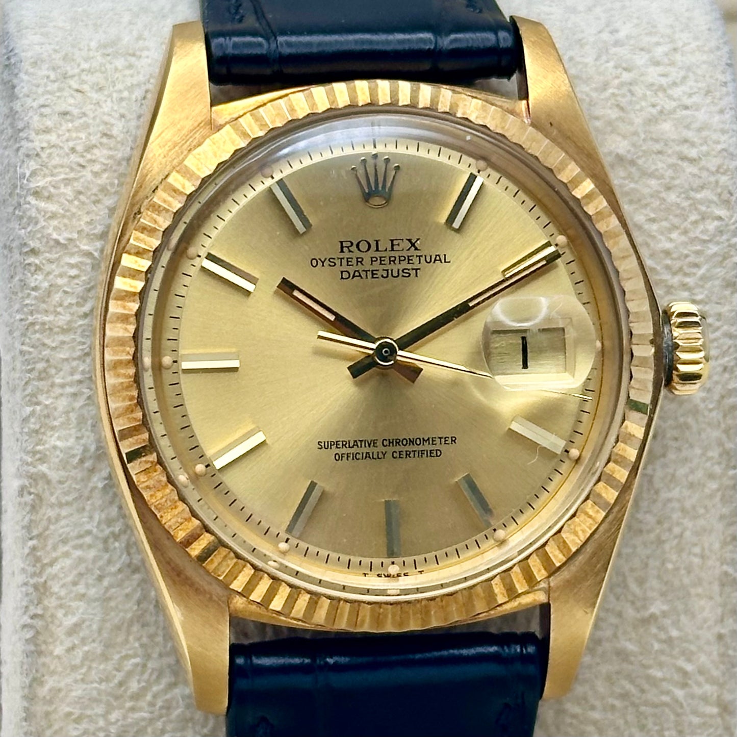 Datejust 36 Champagne 18K Yellow Gold Ref 1601/8 1977