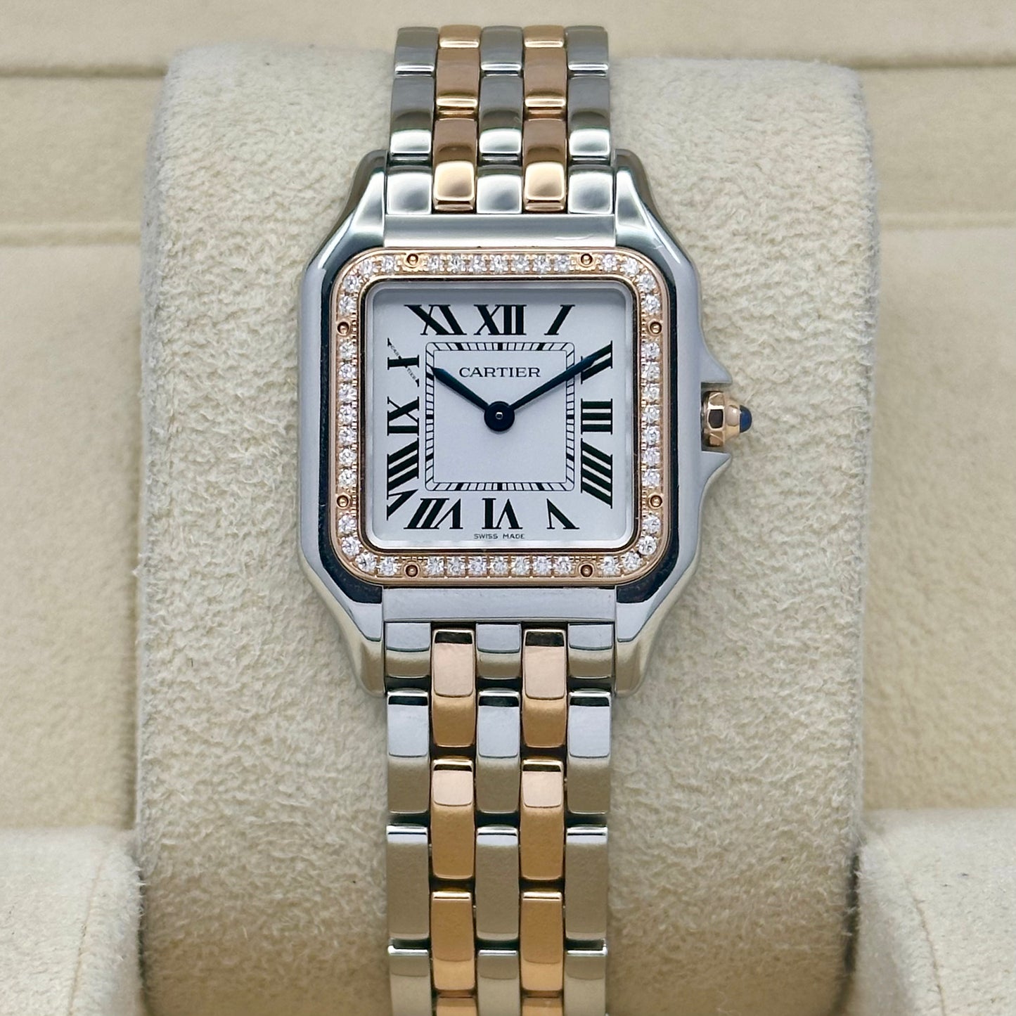Panthére Medium Factory Diamond Bezel 18K Rose Gold White Romans Ref W3PN0007 2024