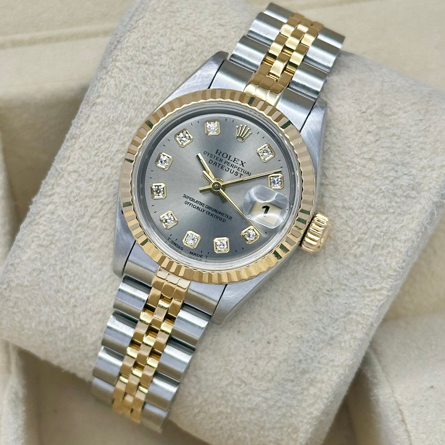 Lady-Datejust 26 18K Yellow Gold Grey Big Diamond Ref 69173