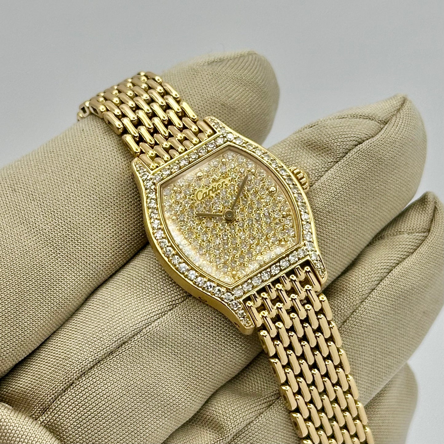 Tortue Pave Diamond 18K Yellow Gold Ref 66036 1991