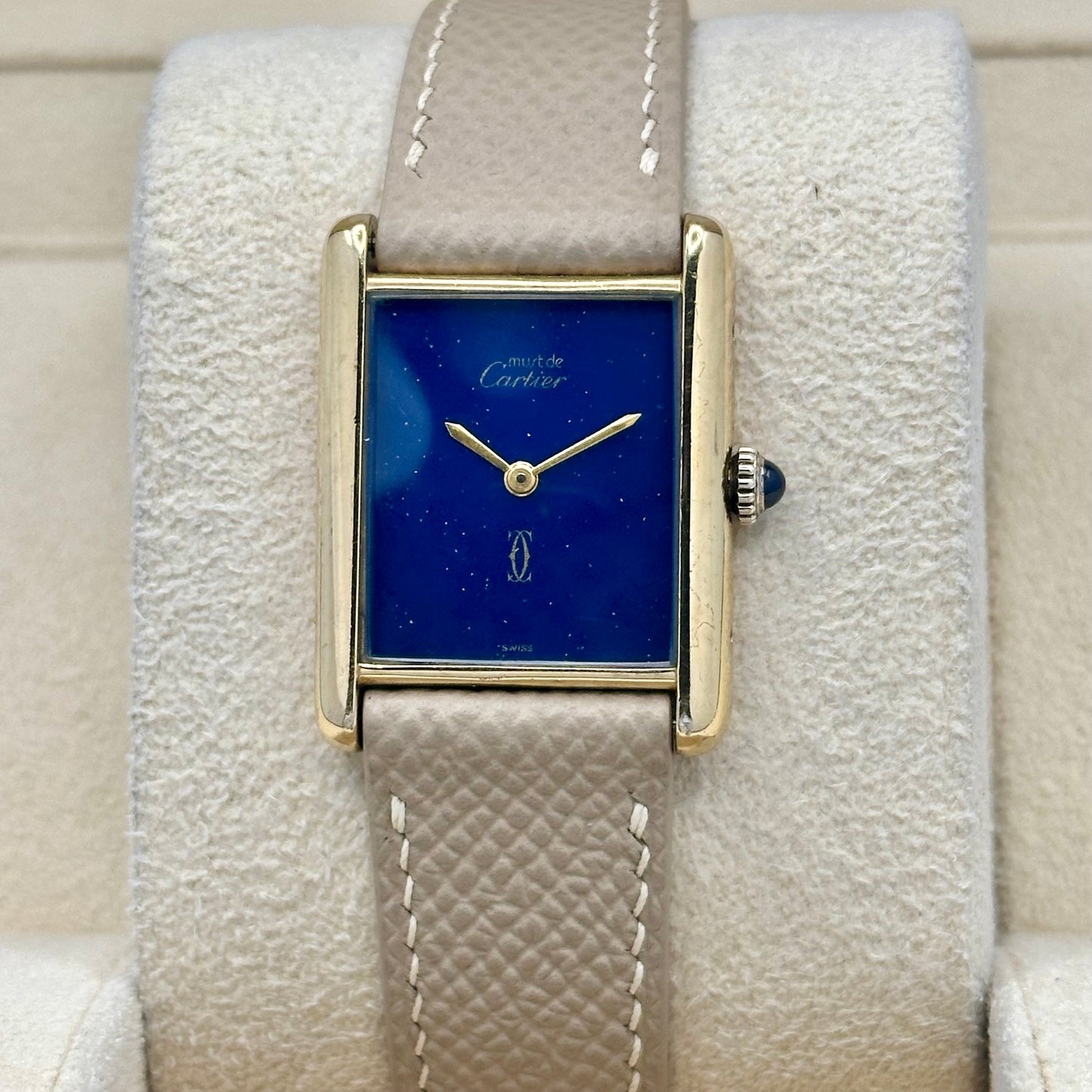 Tank Must De Cartier Large Lapis Blue Dial Manual Winding