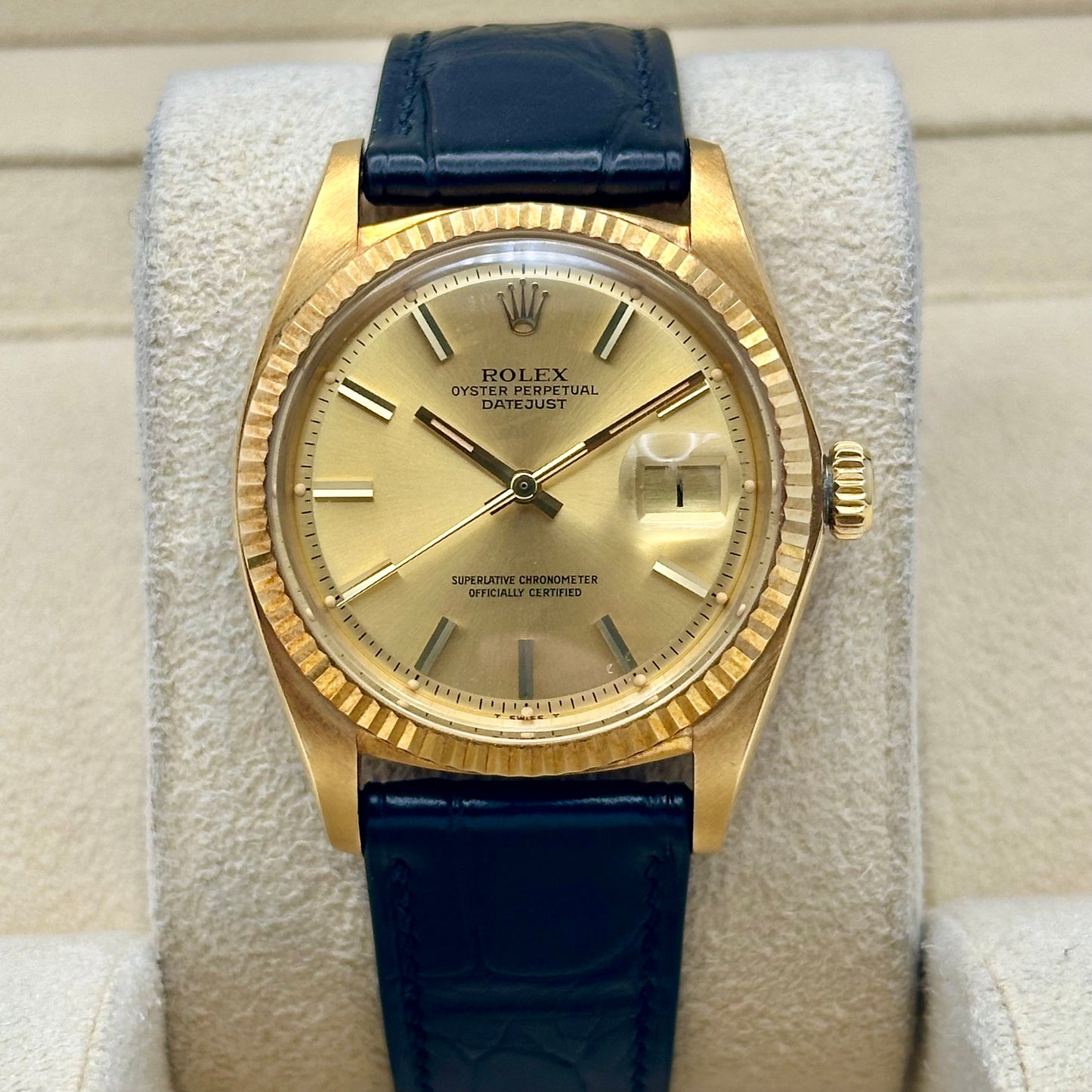 Datejust 36 Champagne 18K Yellow Gold Ref 1601/8 1977
