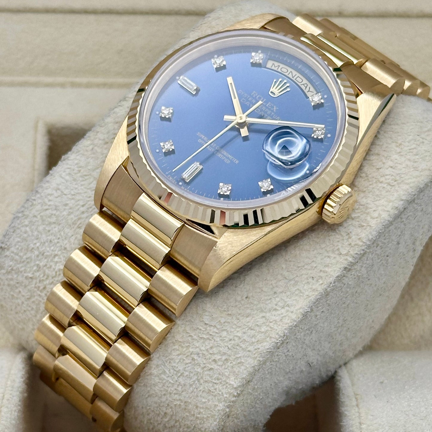 Day-Date 36 Sunburst Blue Diamond 18K Yellow Gold Ref 18238