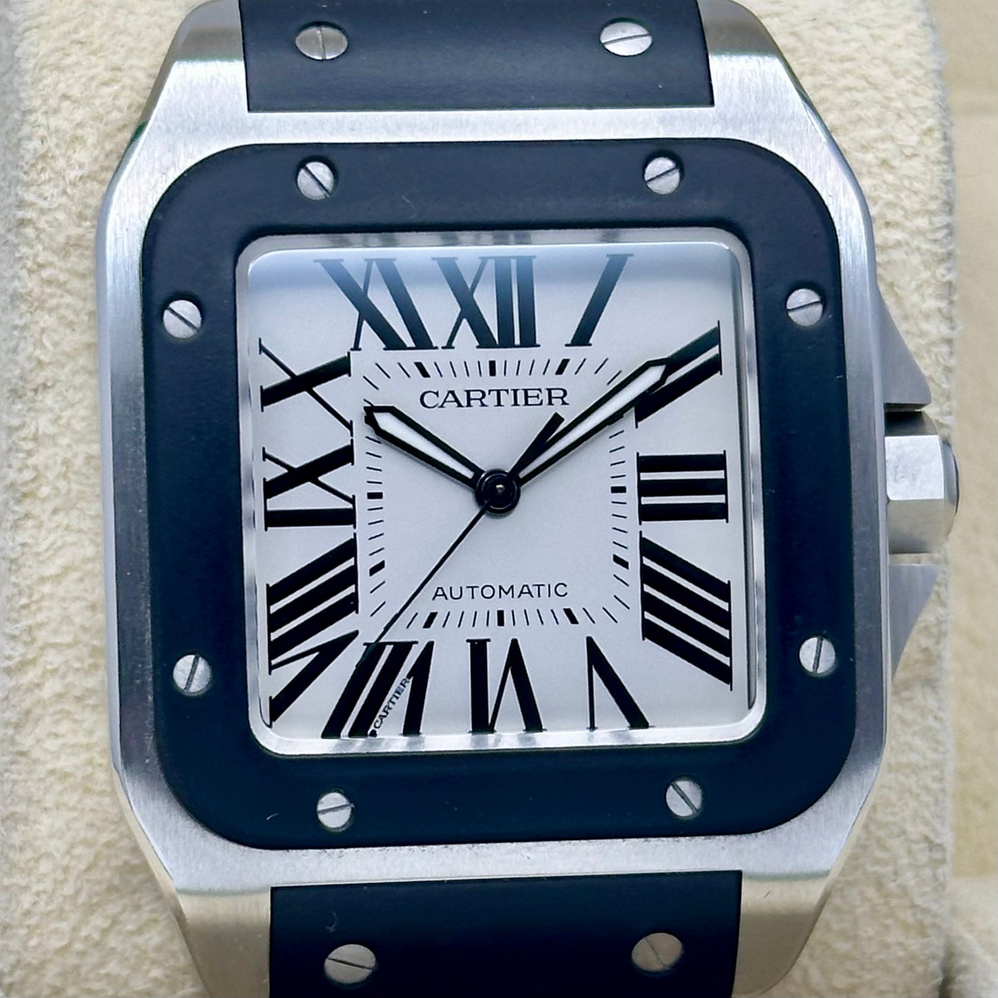 Santos 100 XL Automatic Rubber White Romans Ref 2656 2016