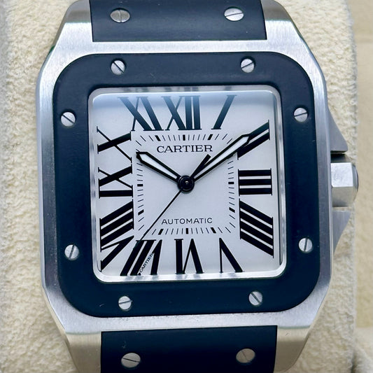 Santos 100 XL Automatic Rubber White Romans Ref 2656 2016