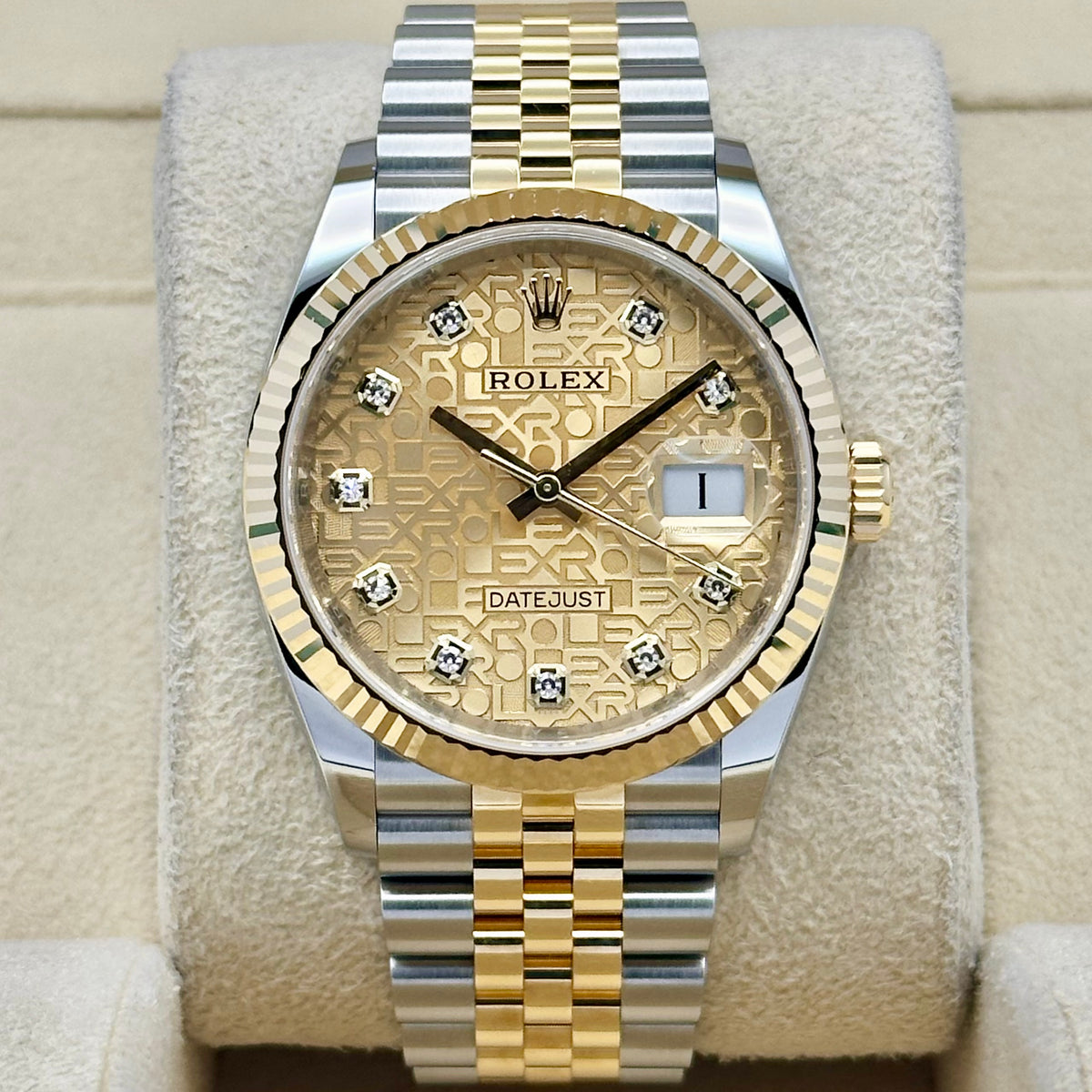 Datejust 36 Champagne Anniversary Diamond Dial 18K Yellow Gold Ref 126233 2021