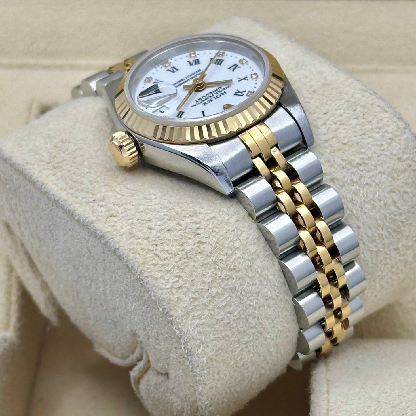 Lady-Datejust 26 White Buckley Diamond Dial 18K Yellow Gold Two Tone Ref 69173G 1995