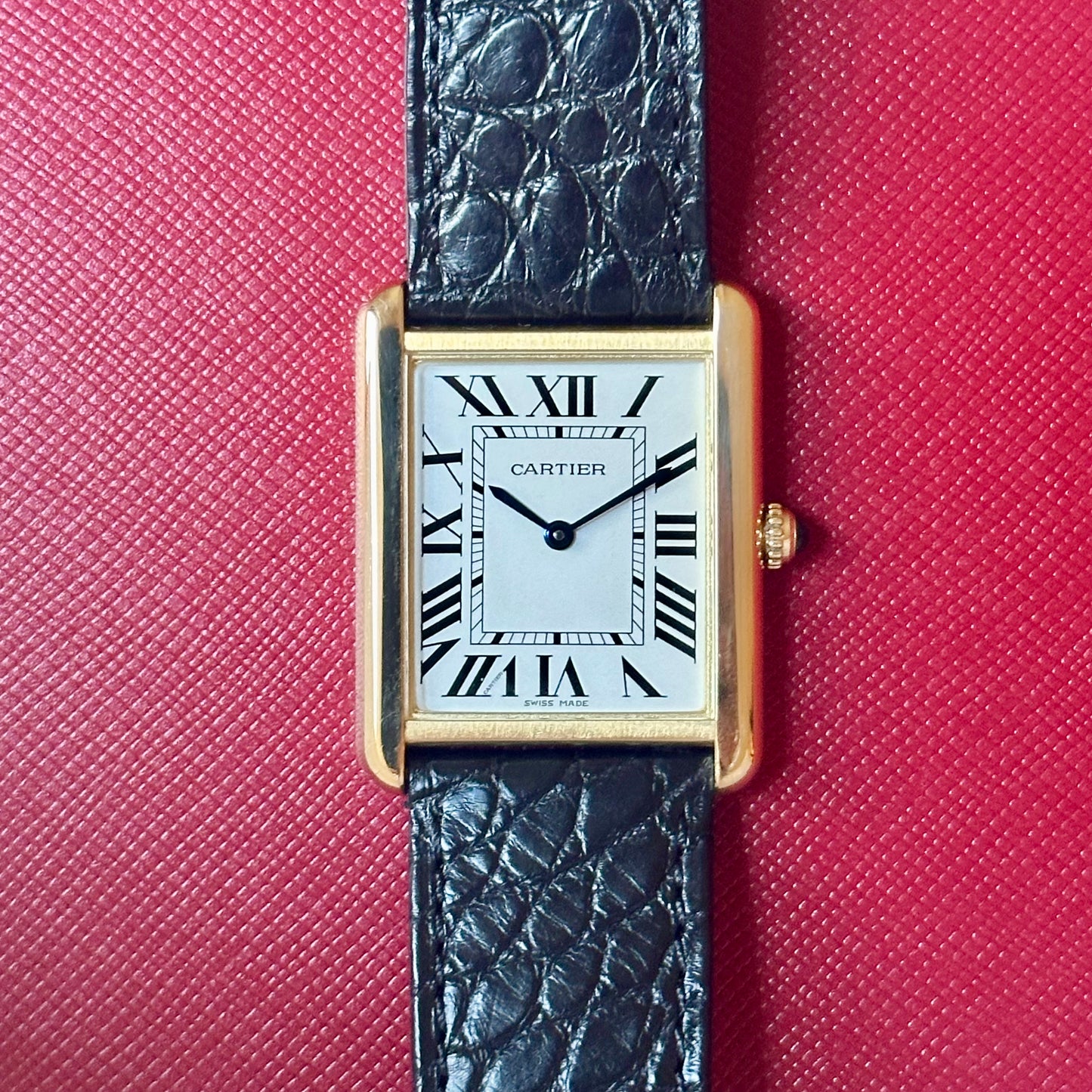 Tank Solo Large 18K Yellow Gold White Romans Ref 3167 2019