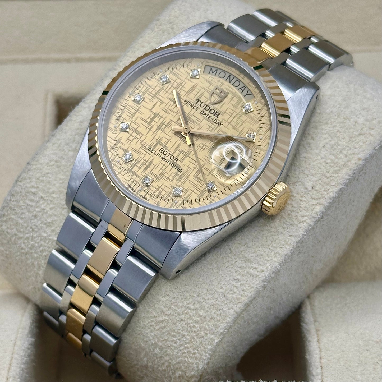 Prince Day-Date 36 Champagne Diamond Dial Ref 76213G 2000