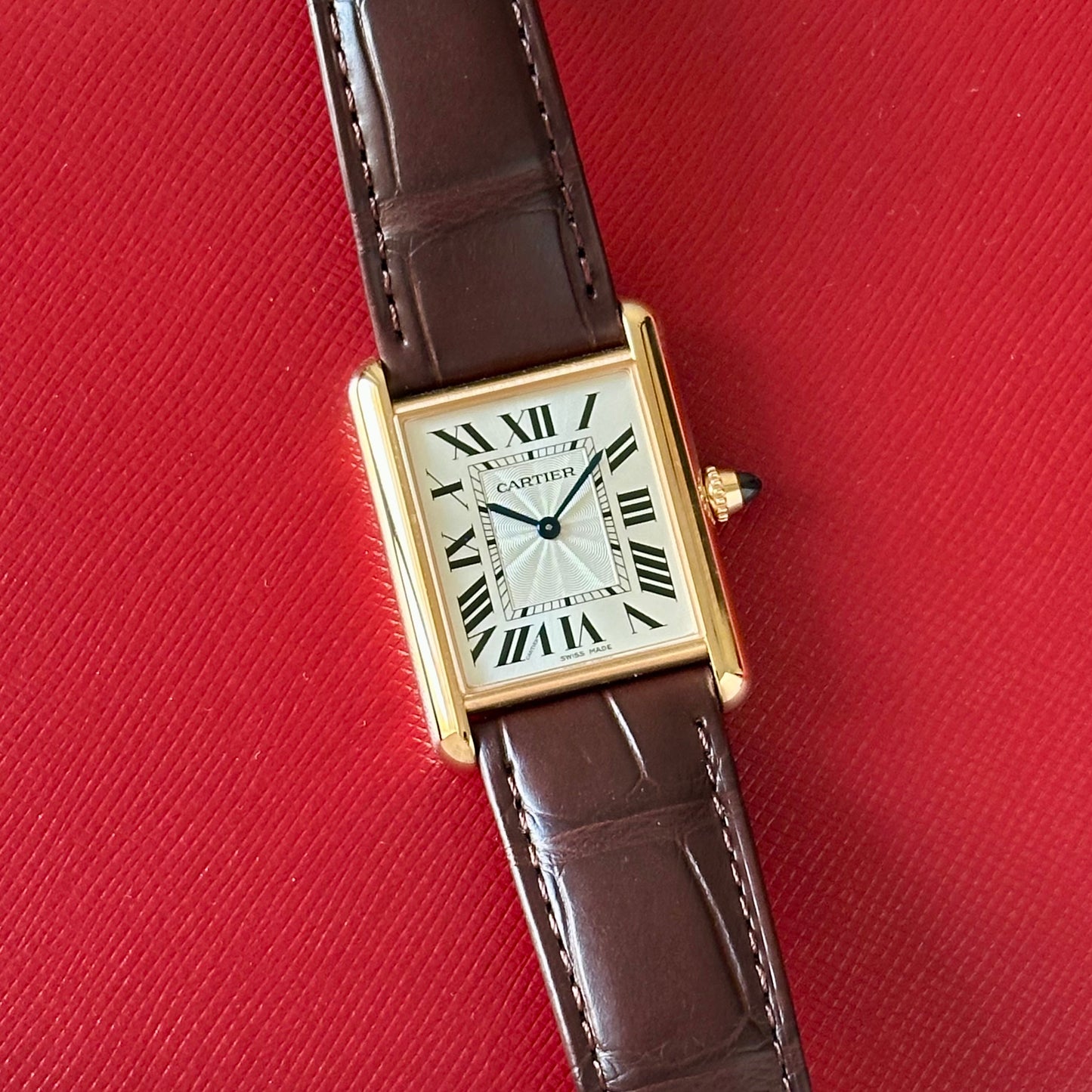 Tank Louis Cartier White Guilloché Romans 18K Rose Gold Ref WGTA0011 2025