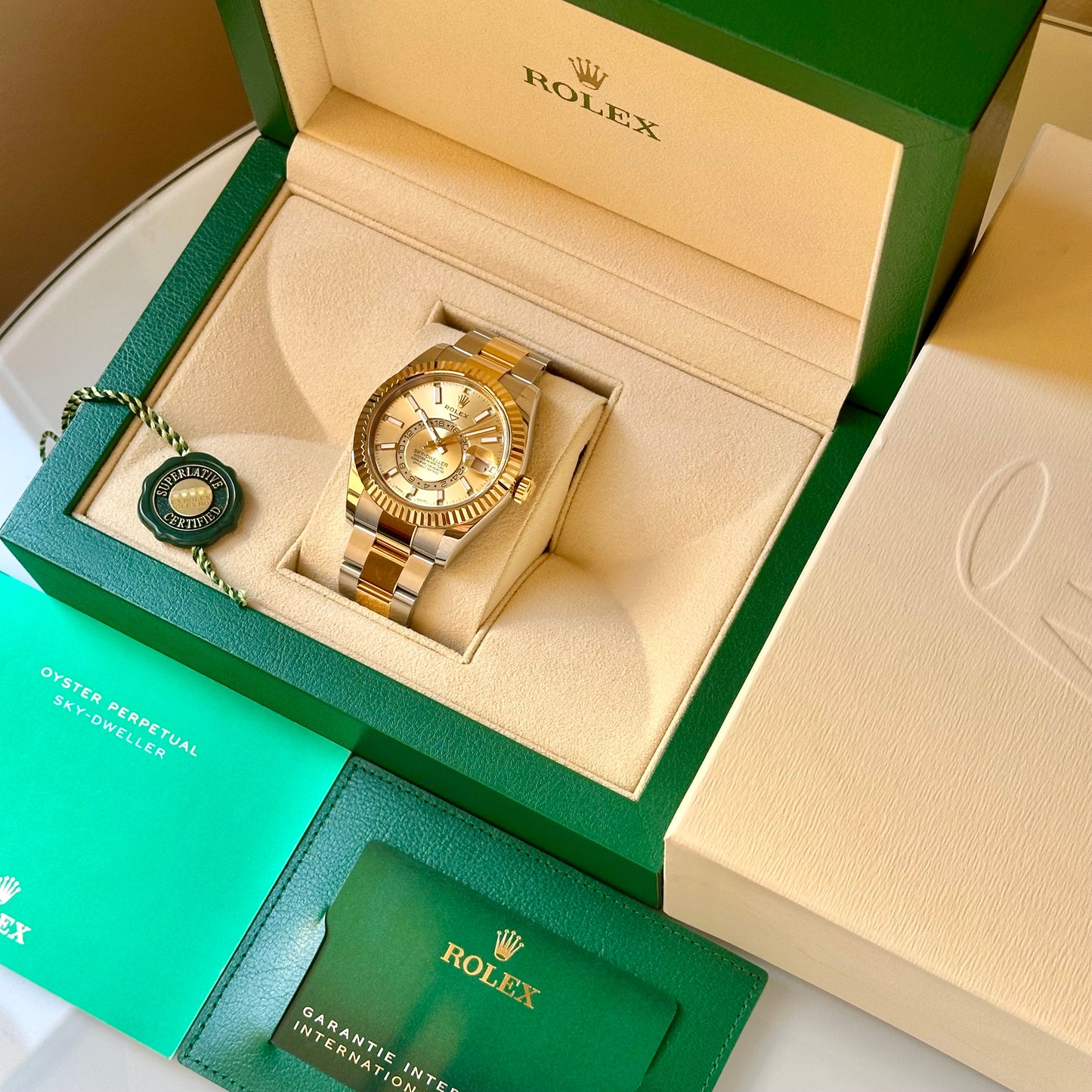 Sky-Dweller Champagne 18K Yellow Gold Two Tone Ref 326933 2021