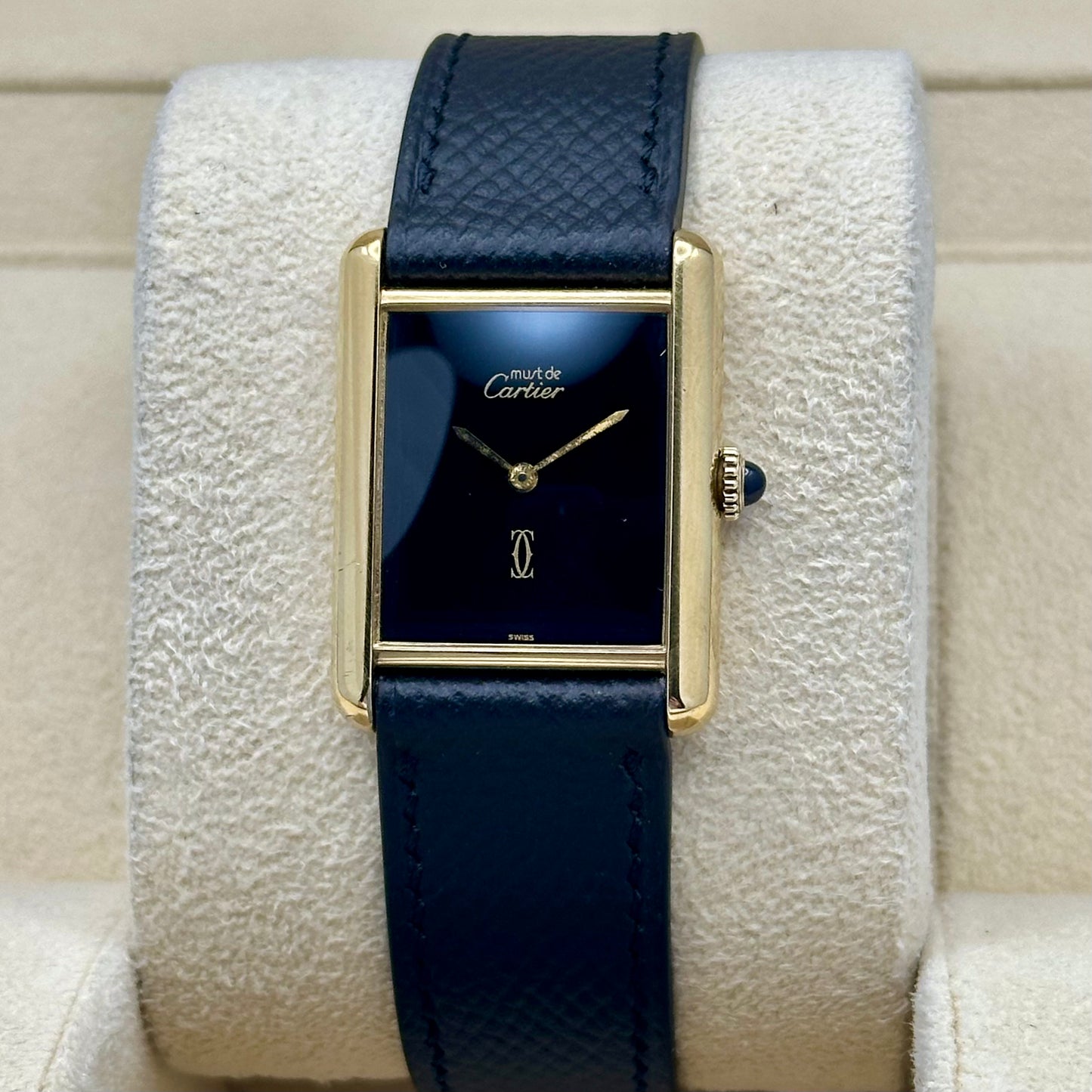 Tank Must De Cartier Large Black Dial Manual Winding