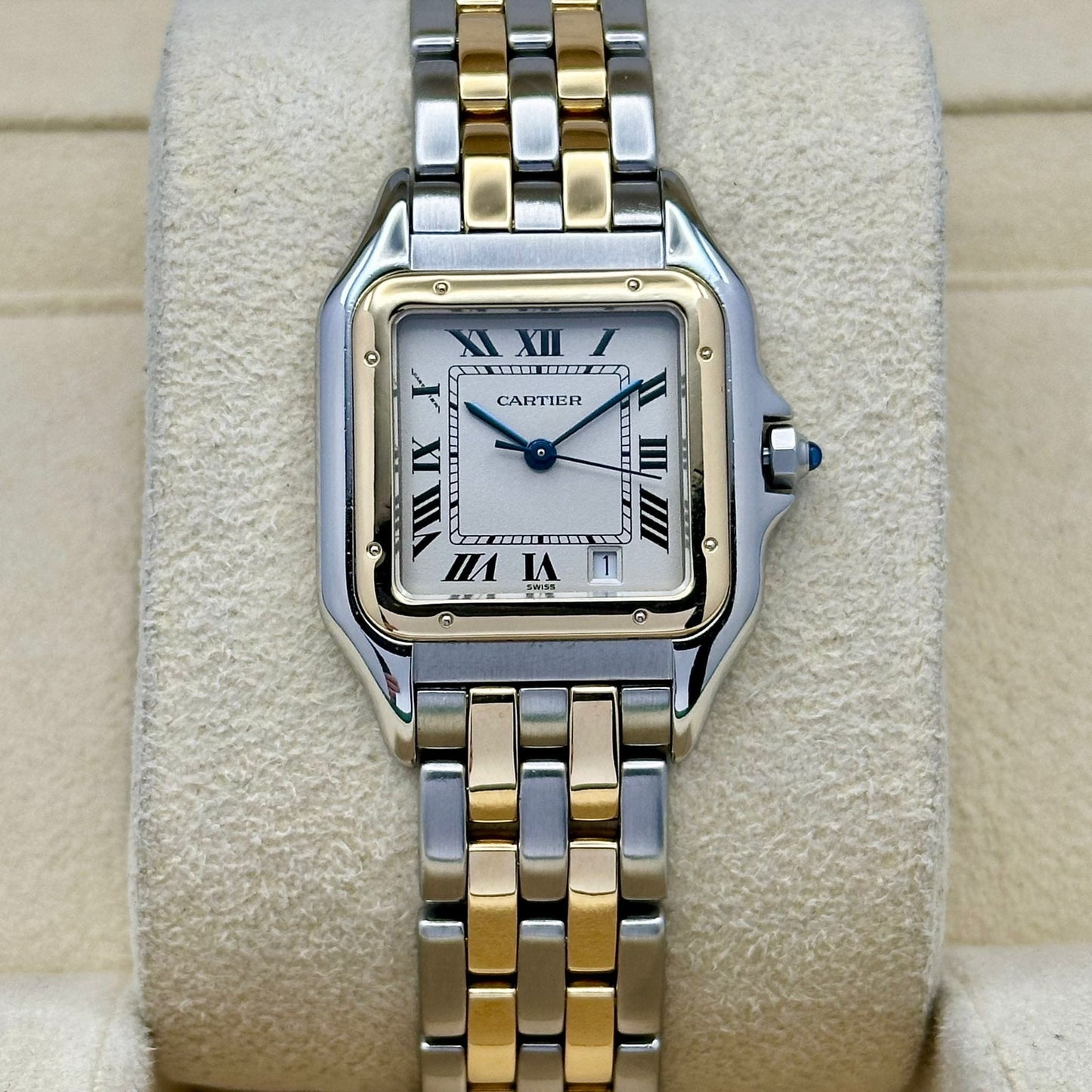 Panthére Medium Two Row 18K Yellow Gold White Romans Ref 1100