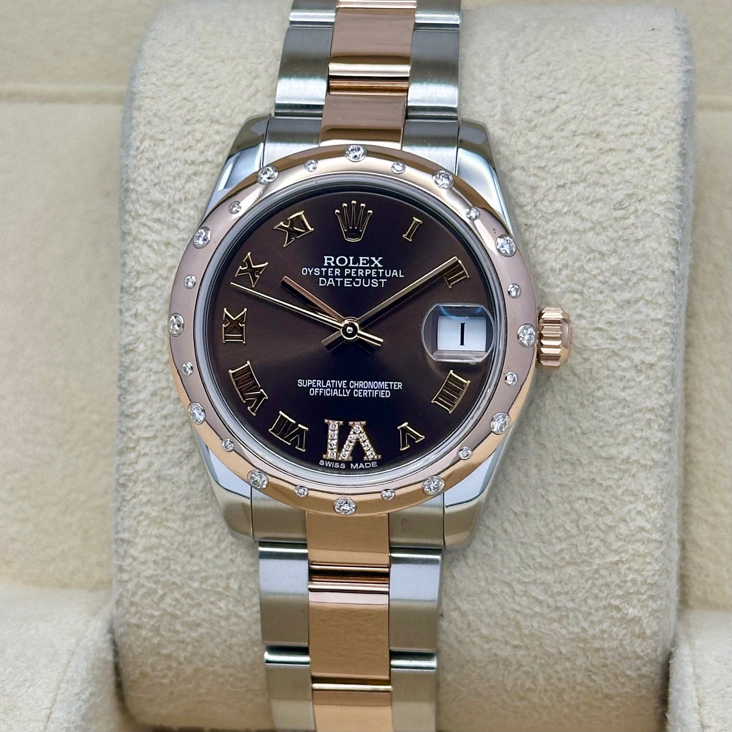 Datejust 31 Factory Diamond Bezel Chocolate Diamond Dial Ref 178341