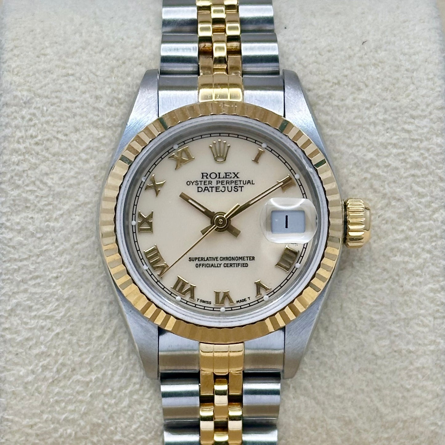 Lady-Datejust 26 Ivory Romans 18K Yellow Gold Two Tone Ref 69173 1993
