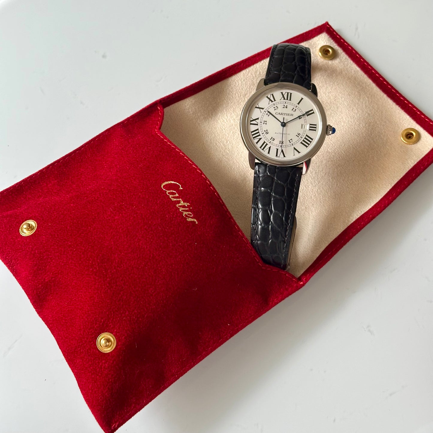 Ronde Solo De Cartier XL Automatic White Romans Ref 3517