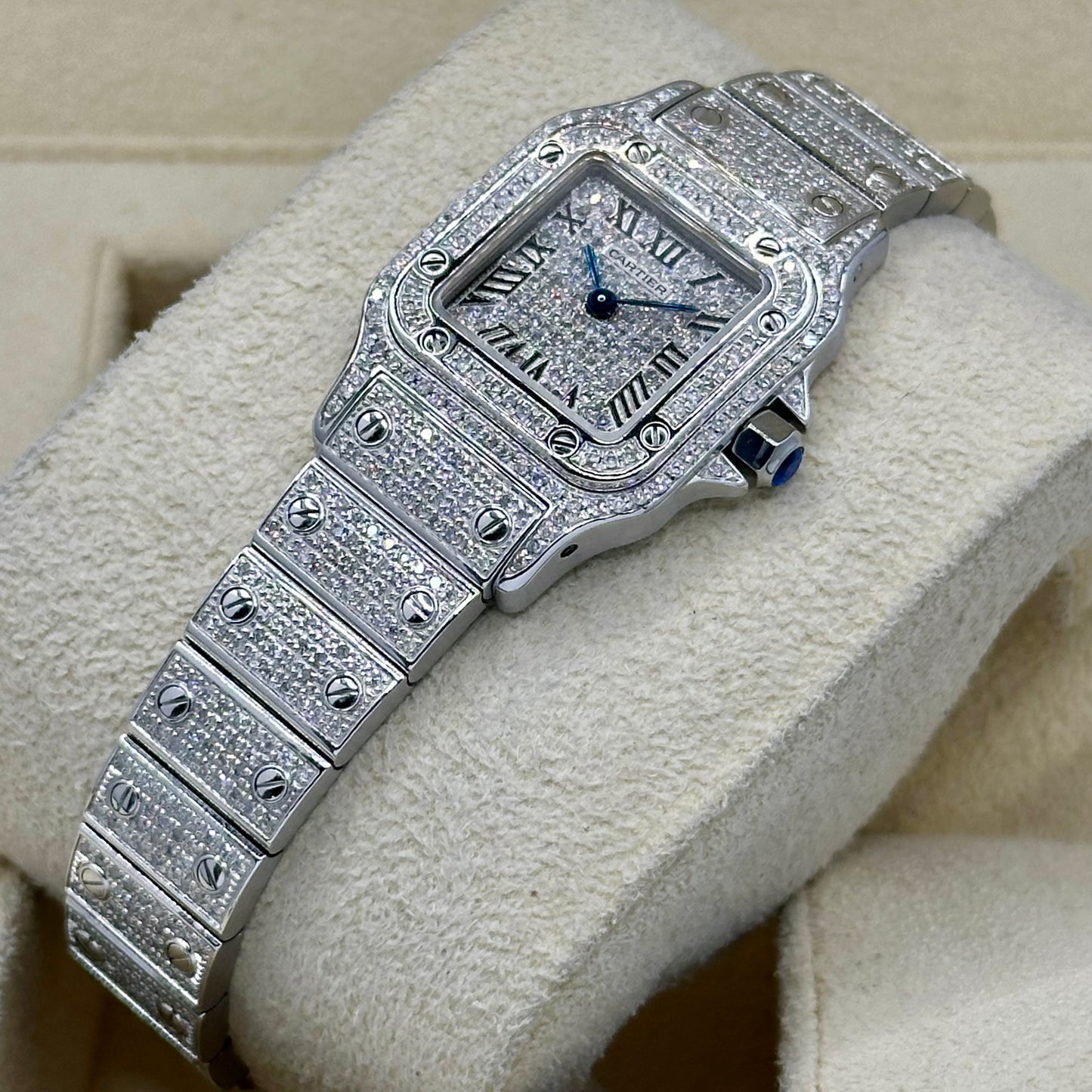 Santos Galbée Small Custom Diamond Set Ref 1565