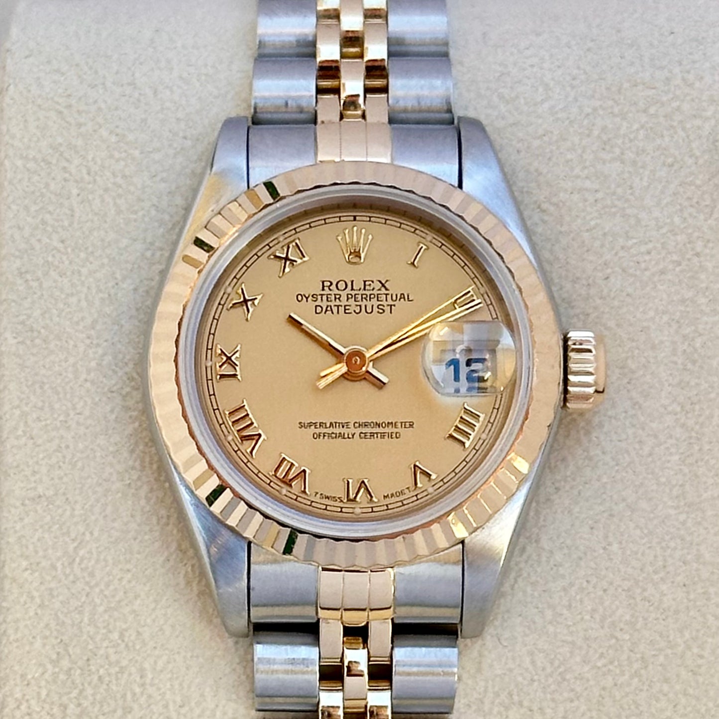 Lady-Datejust 26 Two Tone Champagne Romans Ref 69173 1995