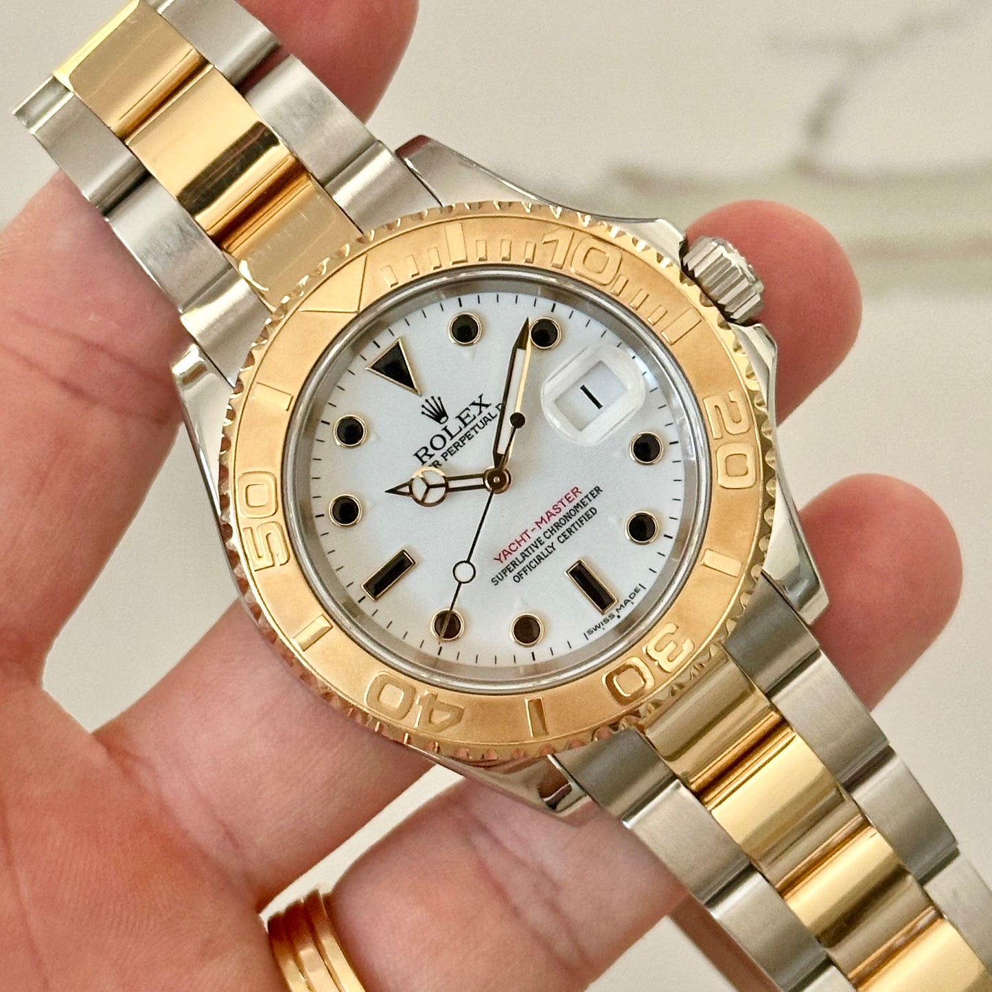 Yacht-Master 40 White Onyx Dial 18K Yellow Gold Ref 16623 2024 RSC
