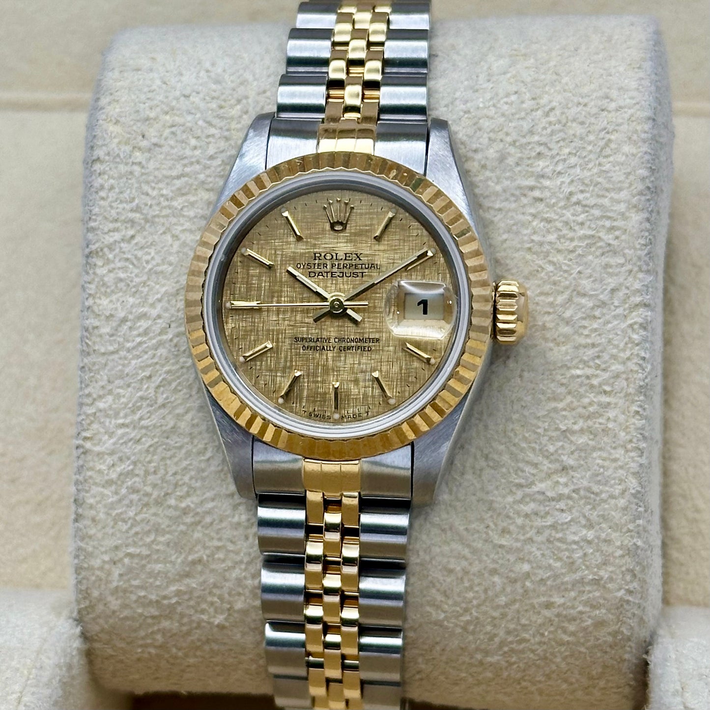 Lady-Datejust 26 18K Yellow Gold Champagne Linen Ref 69173