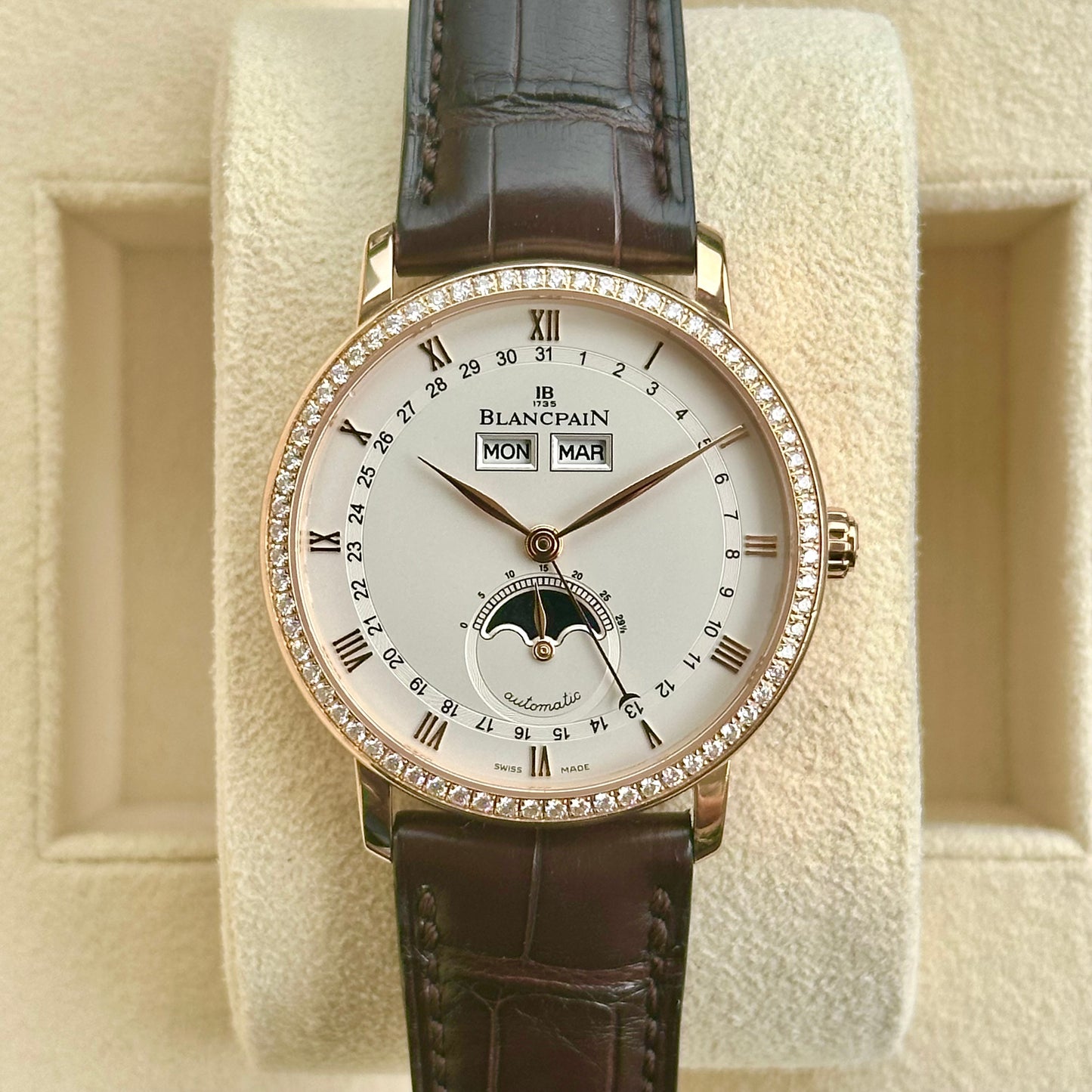 Villeret Quantième Complet Rose Gold Diamond Bezel 2021