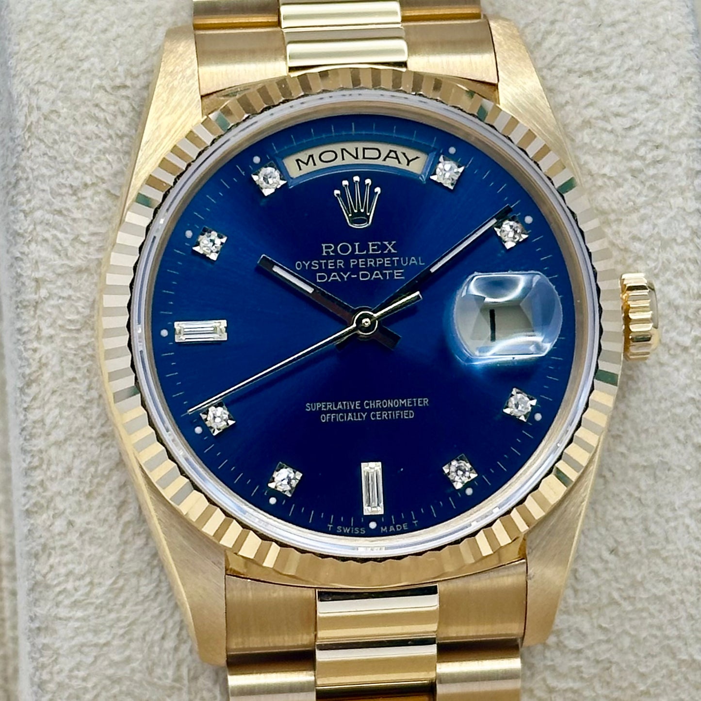 Day-Date 36 Sunburst Blue Diamond 18K Yellow Gold Ref 18238