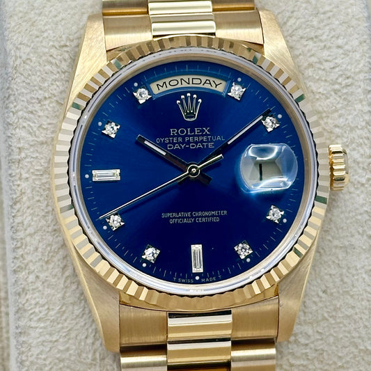 Day-Date 36 Sunburst Blue Diamond 18K Yellow Gold Ref 18238