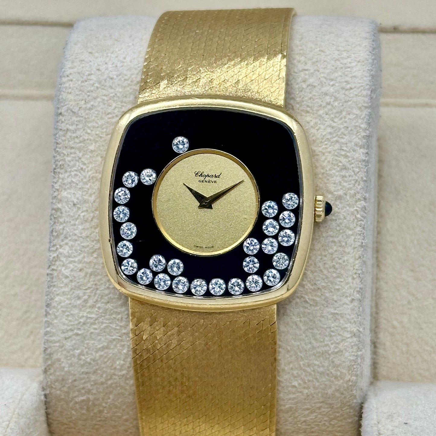 Happy Diamonds Black Onyx 18K Yellow Gold Manual Winding Ref 2106