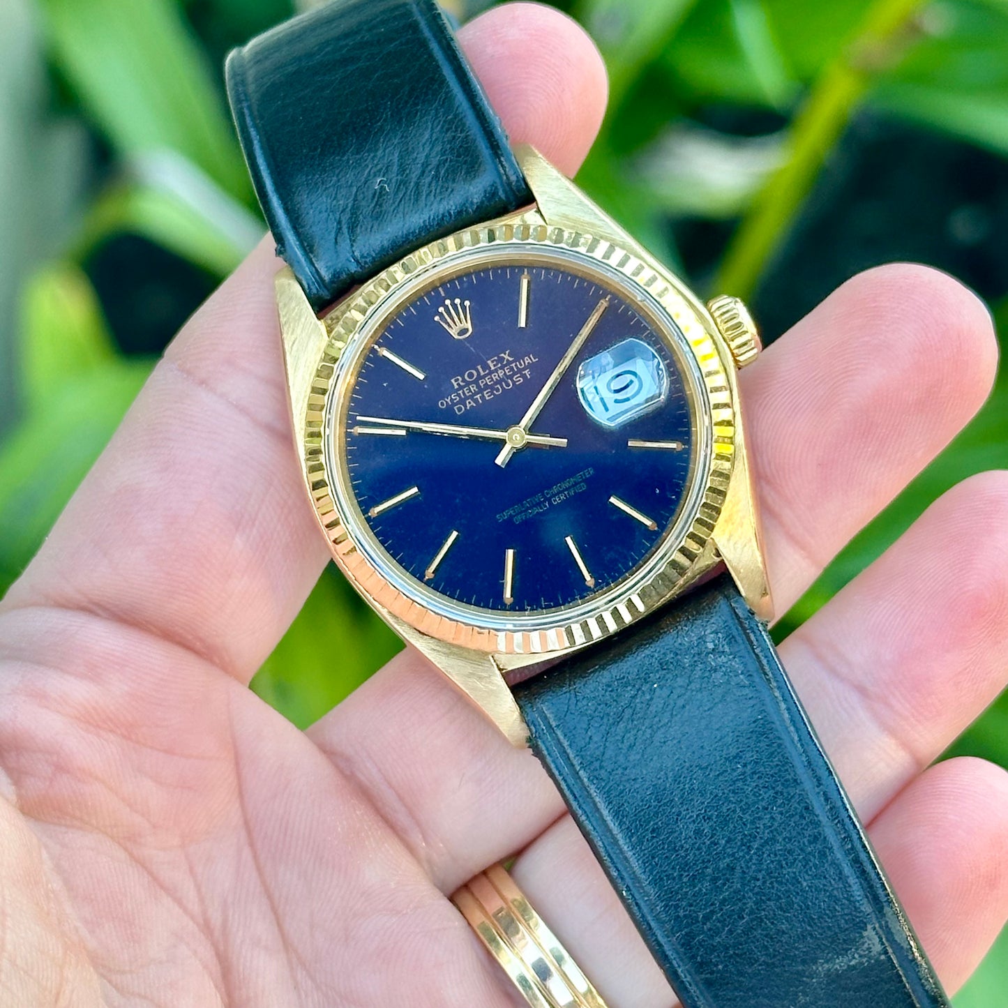 Datejust 36 Blue Enamel 18K Yellow Gold Ref 16018 1979