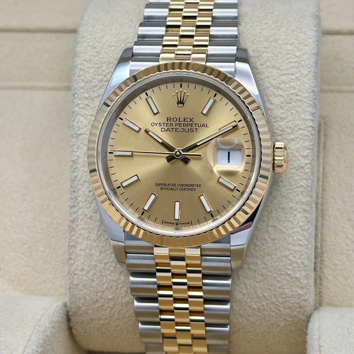 Datejust 36 Champagne Dial 18K Yellow Gold Ref 126233 2021