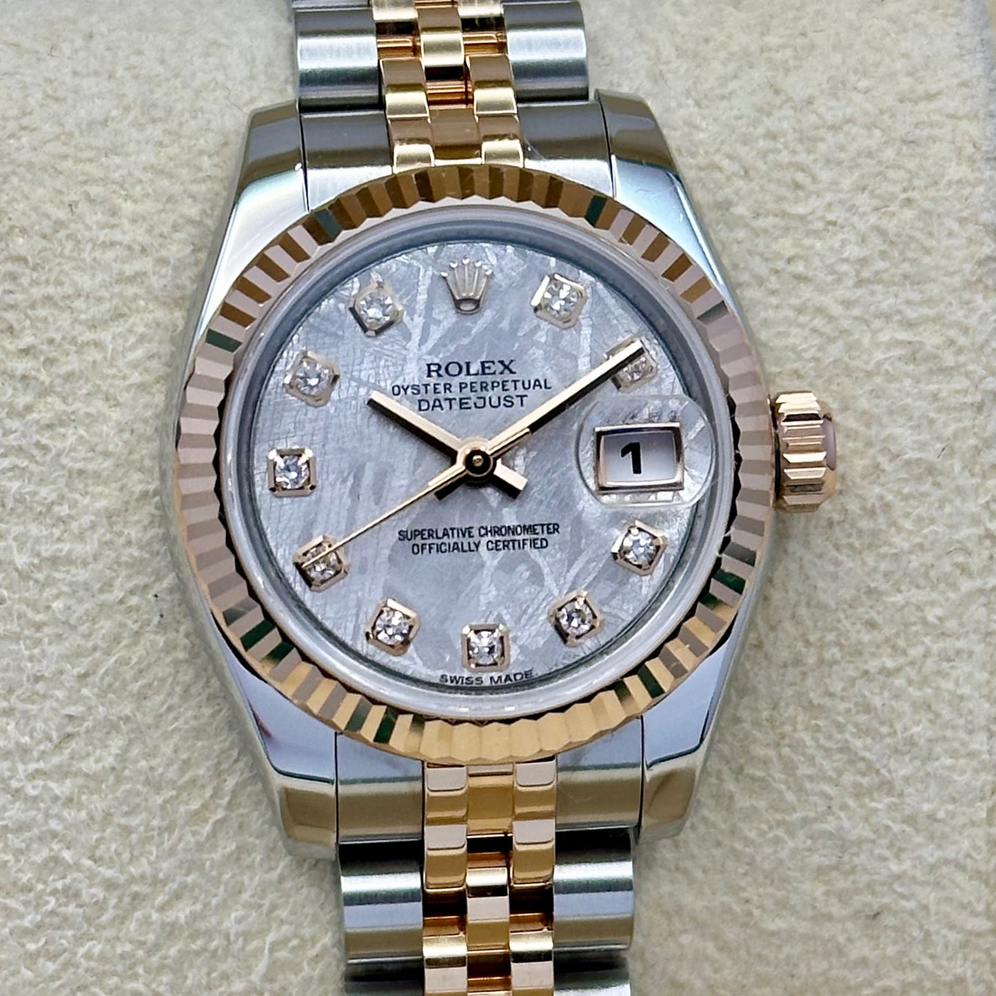 Lady-Datejust 26 Meteorite Diamond Dial 18K Rose Gold Ref 179171