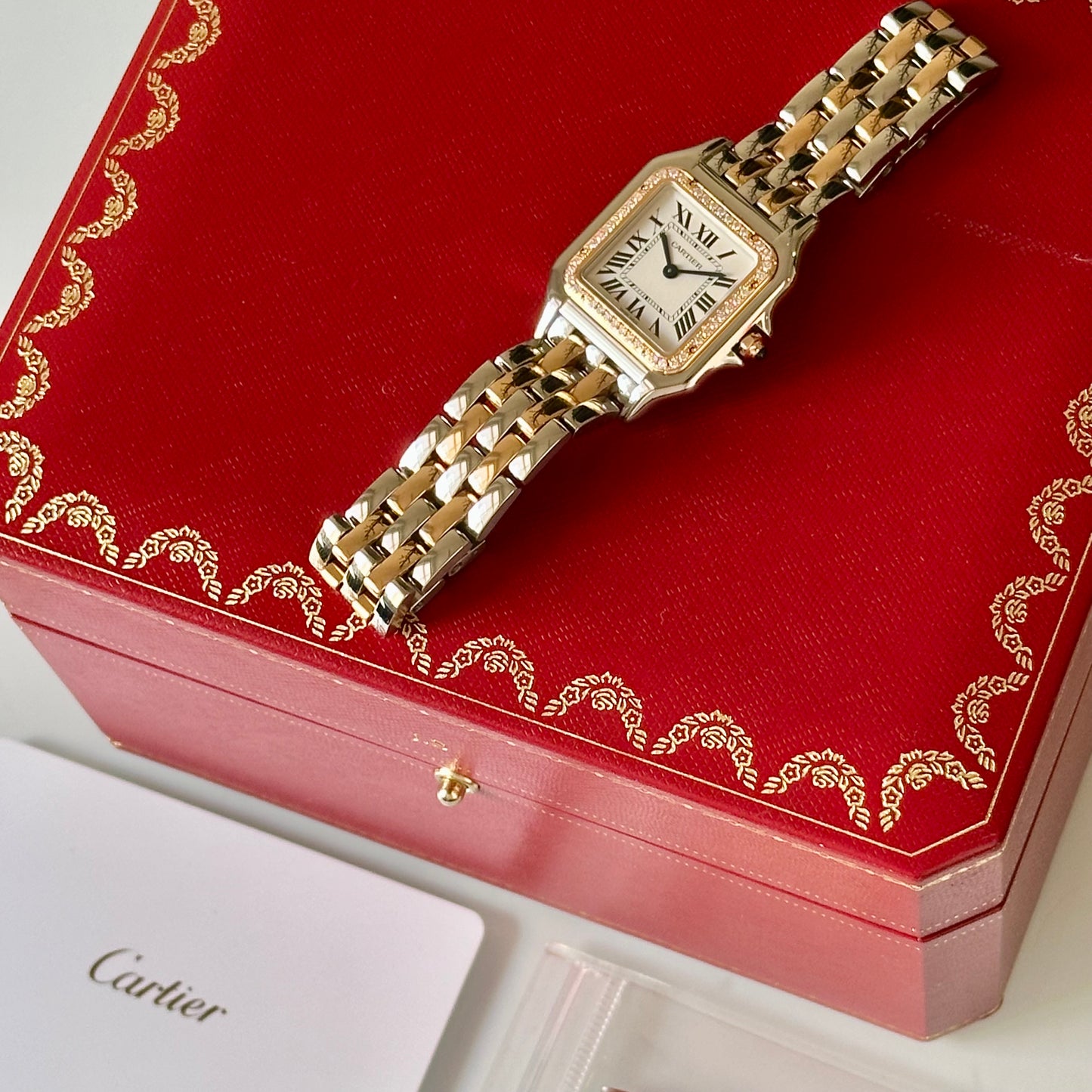 Panthére Medium Factory Diamond Bezel 18K Rose Gold White Romans Ref W3PN0007 2024
