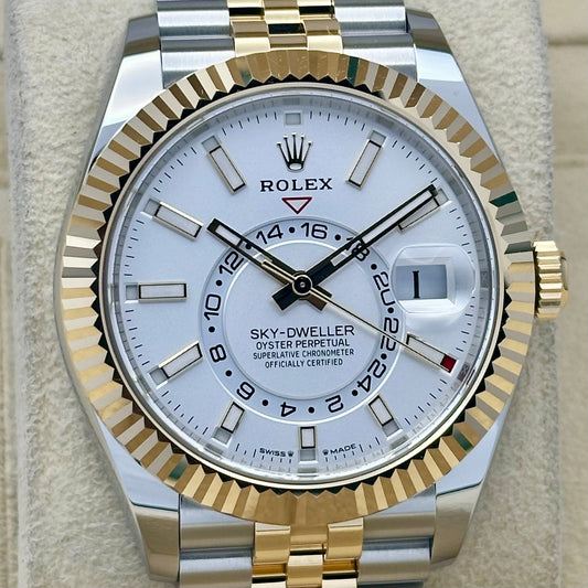 Sky-Dweller White 18K Yellow Gold Jubilee Ref 336933 2025