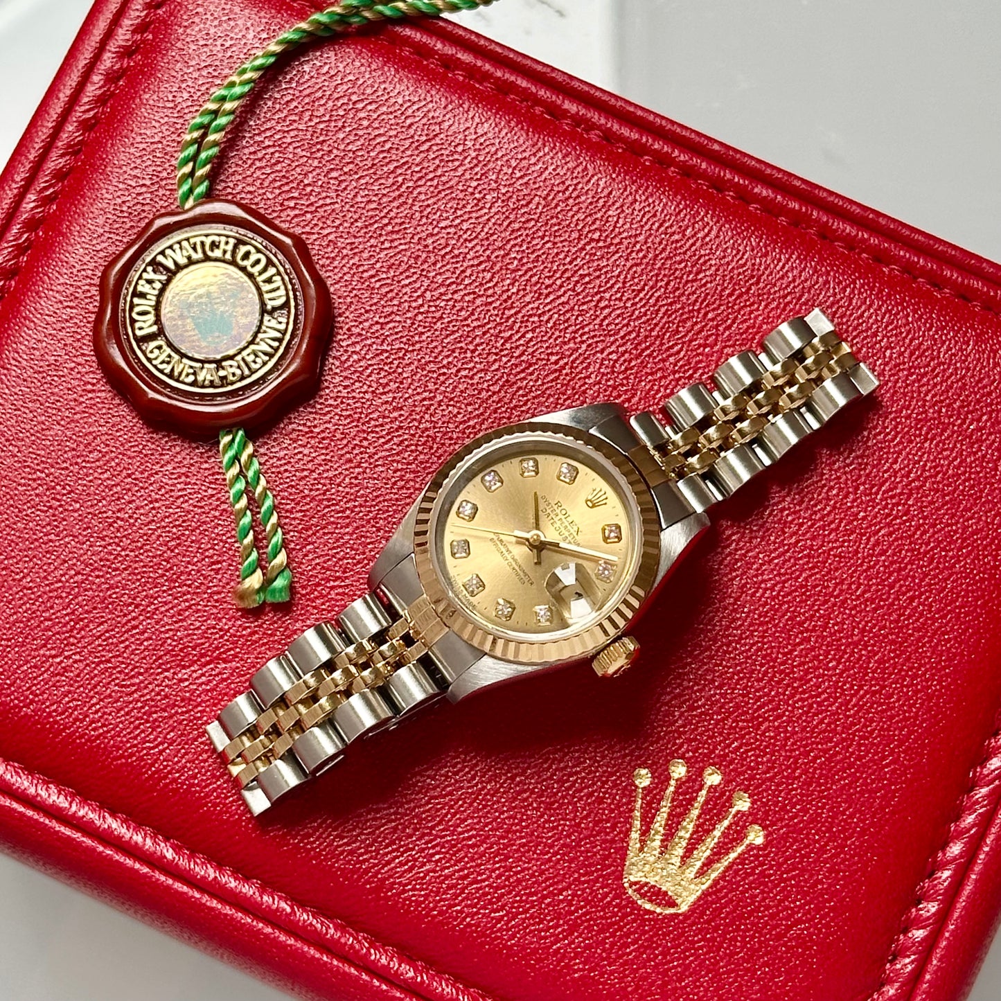 Lady-Datejust 26 18K Yellow Gold Champagne Big Diamond Ref 69173G 1995