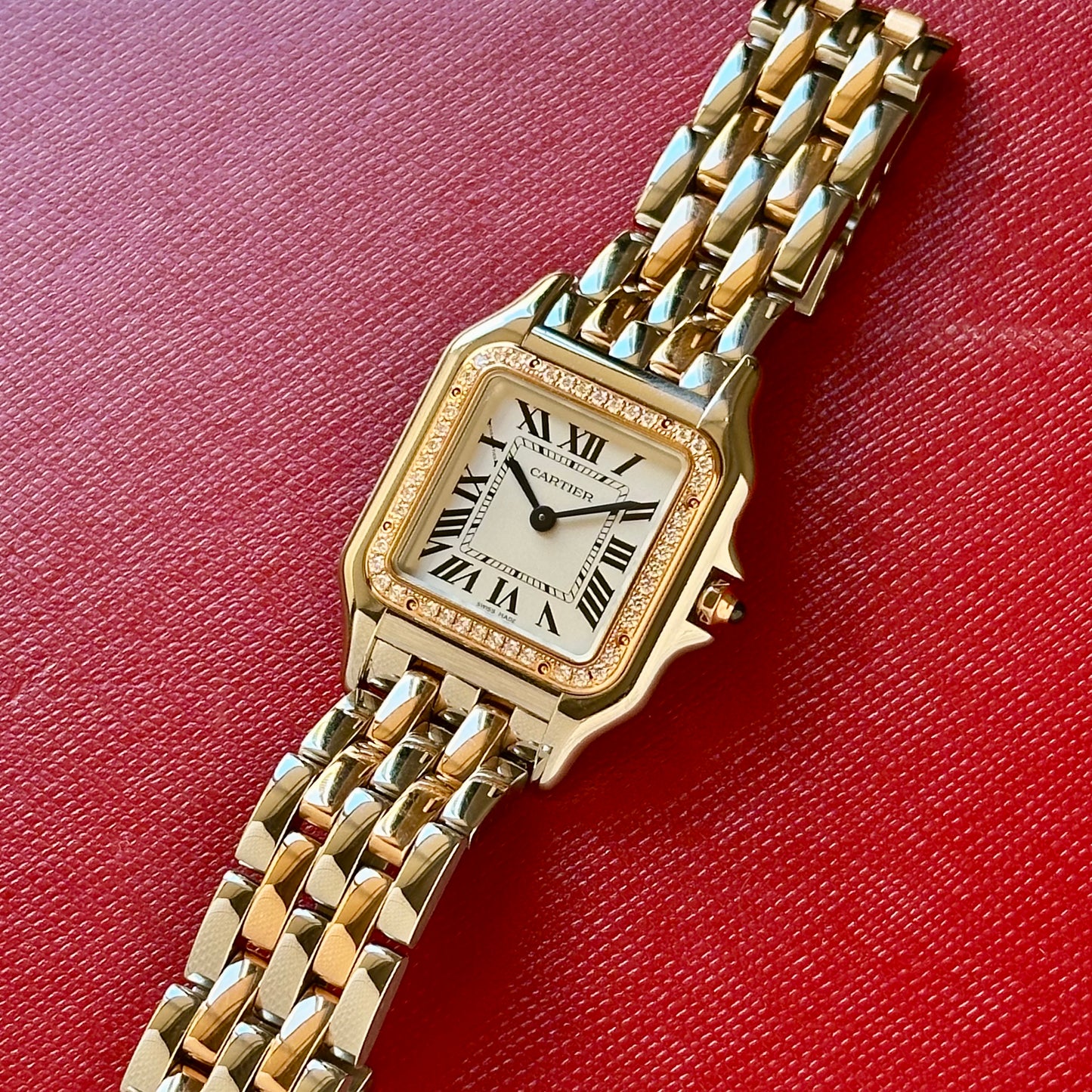 Panthére Medium Factory Diamond Bezel 18K Rose Gold White Romans Ref W3PN0007 2024