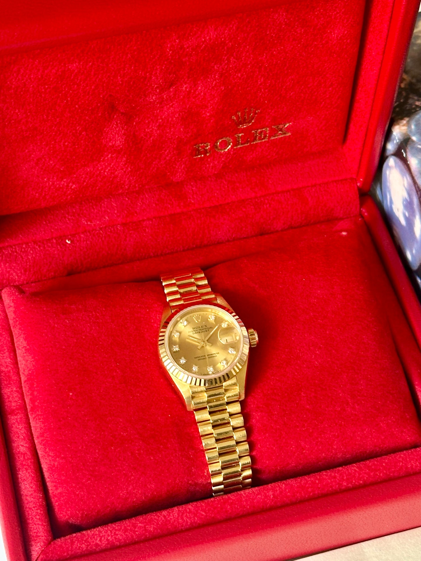 Lady-Datejust 26 Champagne Diamond 18K Yellow Gold President Ref 69178
