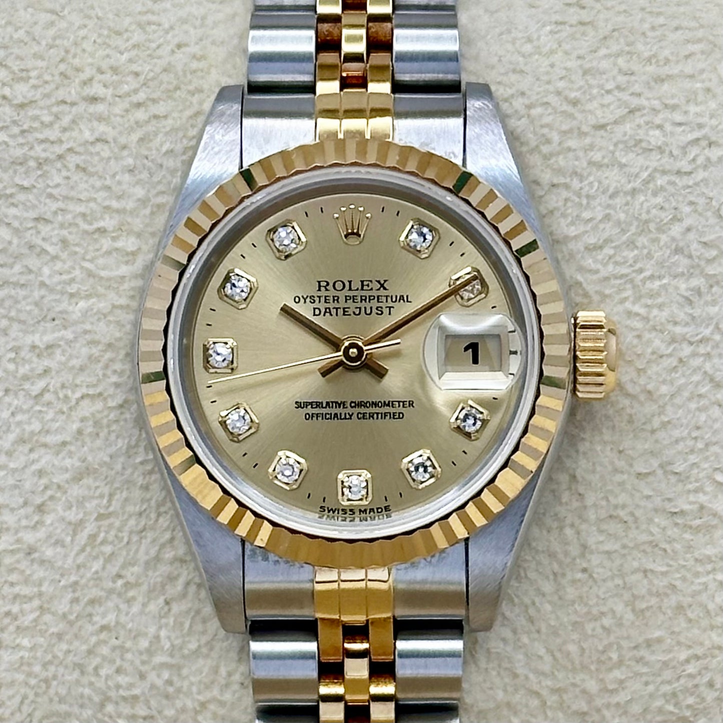 Lady-Datejust 26 18K Yellow Gold Champagne Big Diamond Ref 69173 1997