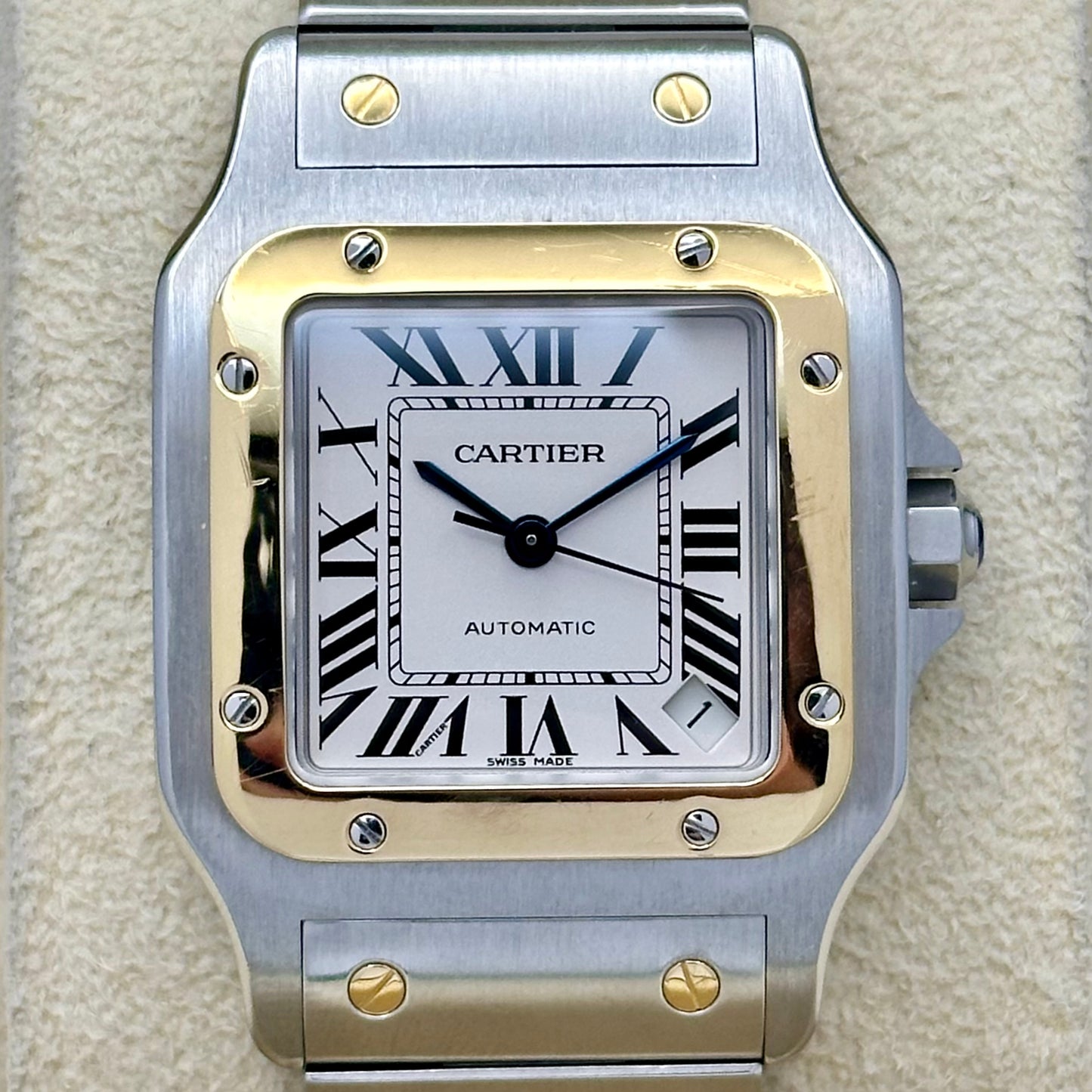 Santos Galbée Automatic XL White Romans 18K Yellow Gold Ref 2823 2008