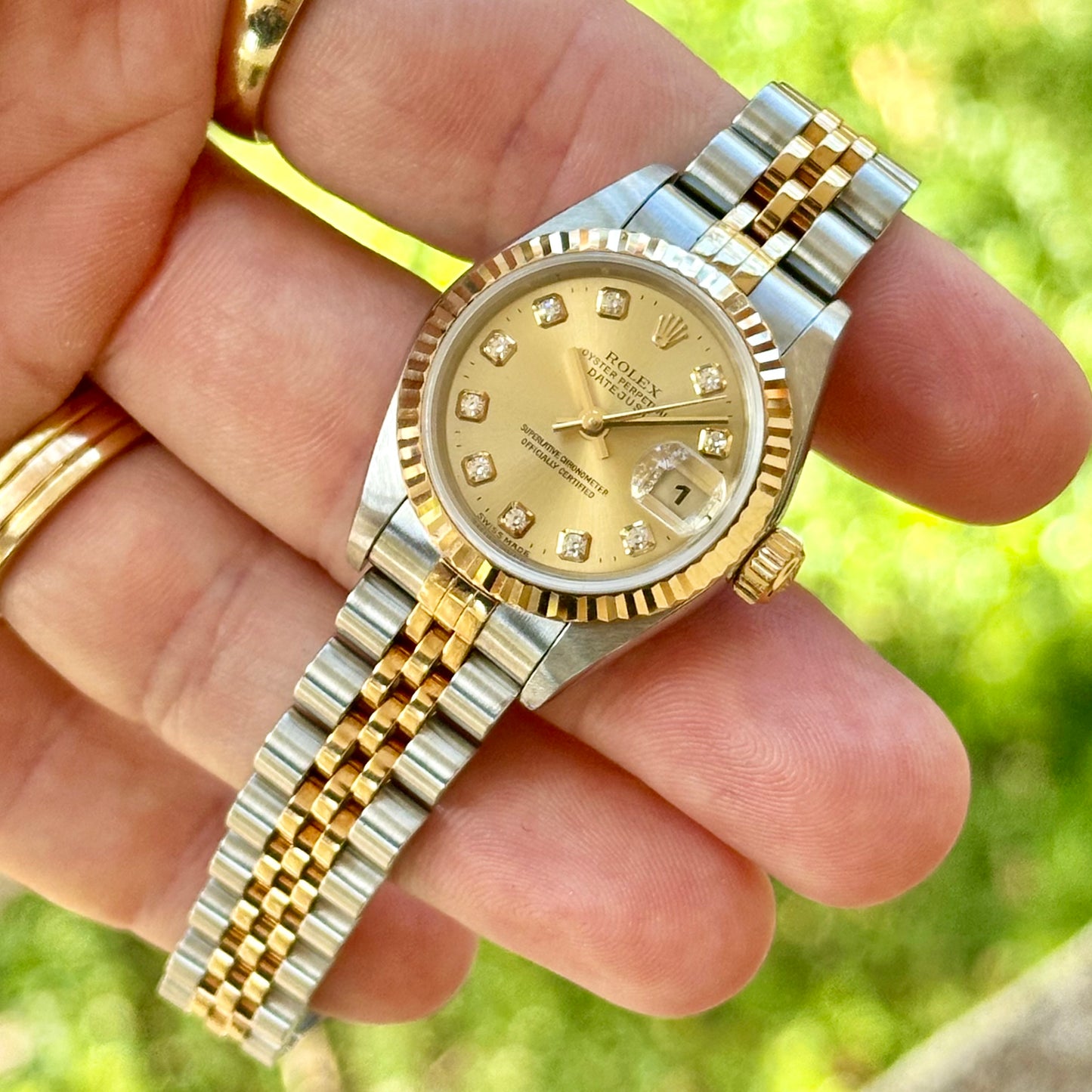Lady-Datejust 26 18K Yellow Gold Champagne Big Diamond Ref 79173 2000