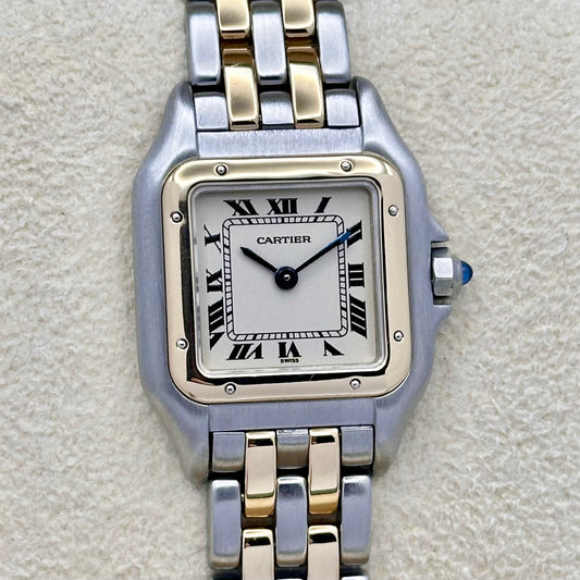 Panthére Small Two Row 18K Yellow Gold White Romans Ref 669210