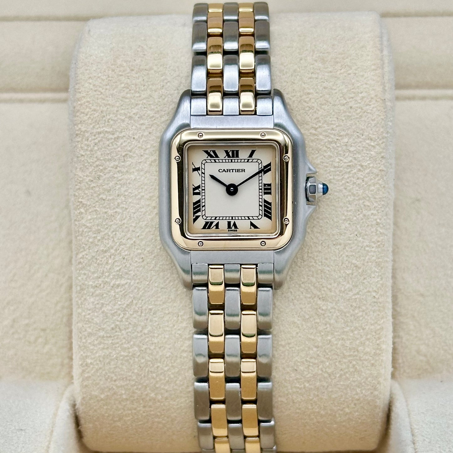 Panthére Small Two Row 18K Yellow Gold White Romans Ref 166921
