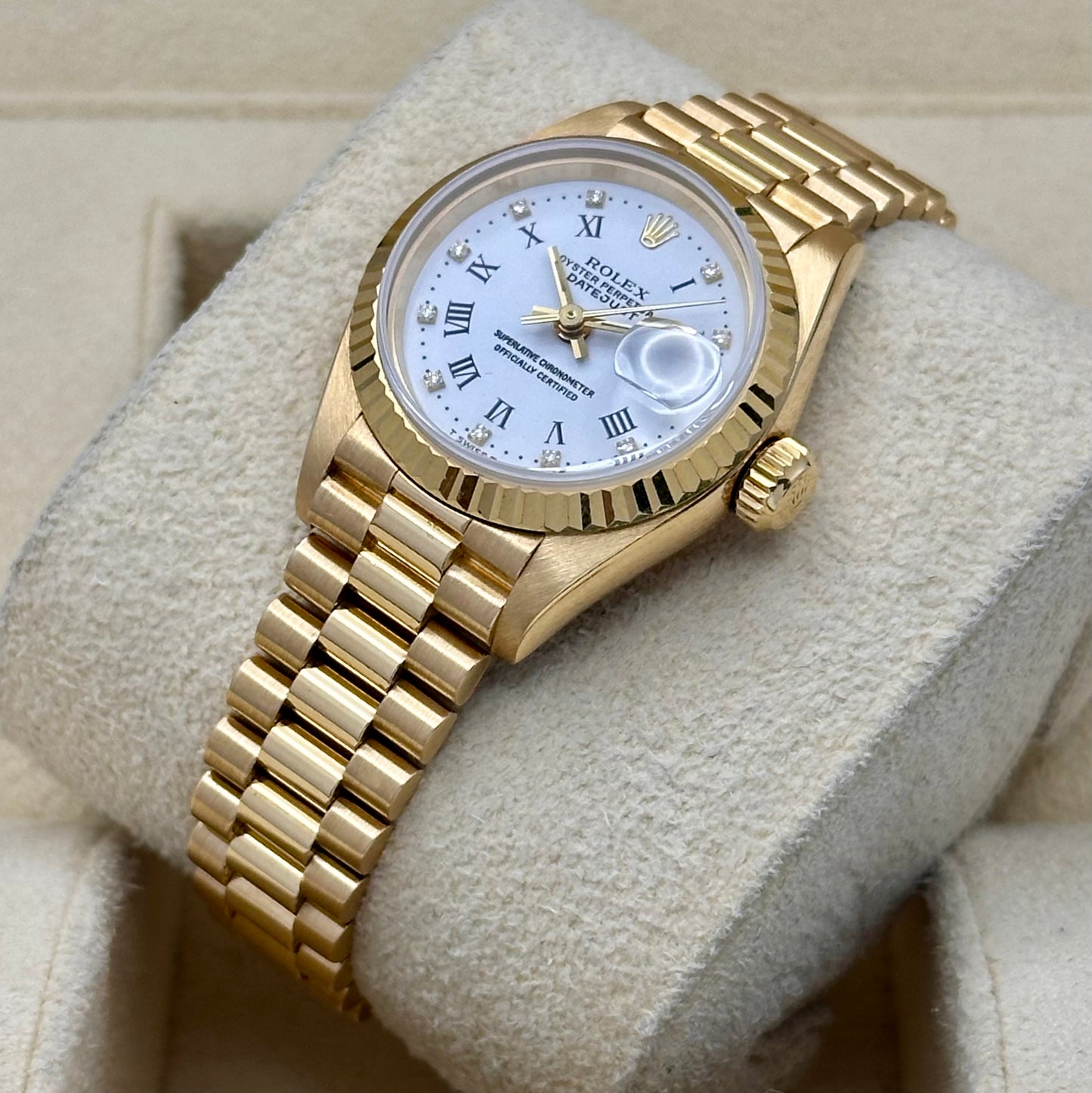 (ON HOLD) Lady-Datejust 26 White Diamond 18K Yellow Gold President Ref 69178